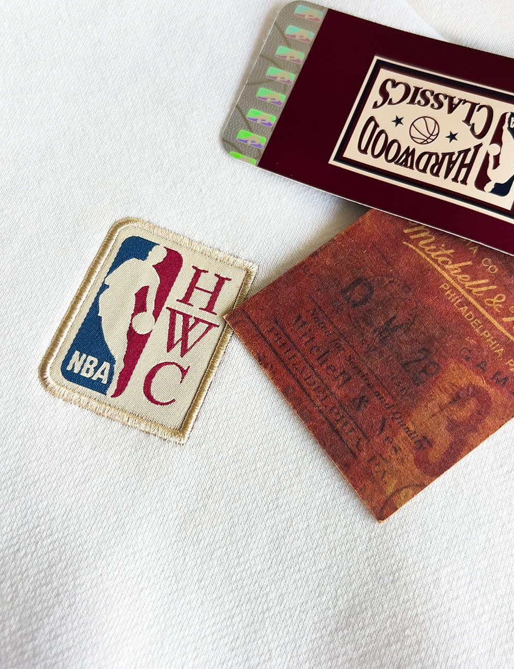 NBA HWC Mitchell & Ness Multi Logo Vintage Hoodie Jumper - Vintage White