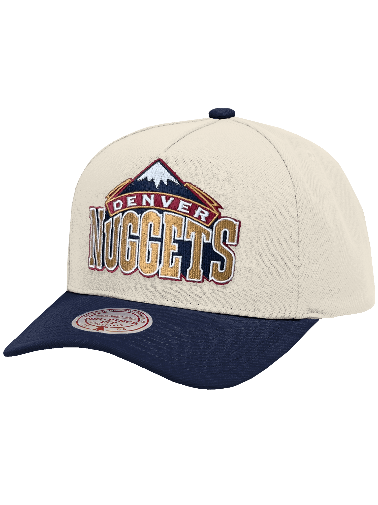 Denver Nuggets Mitchell & Ness NBA HWC 2T Pro Pinch Snapback Hat - Cream