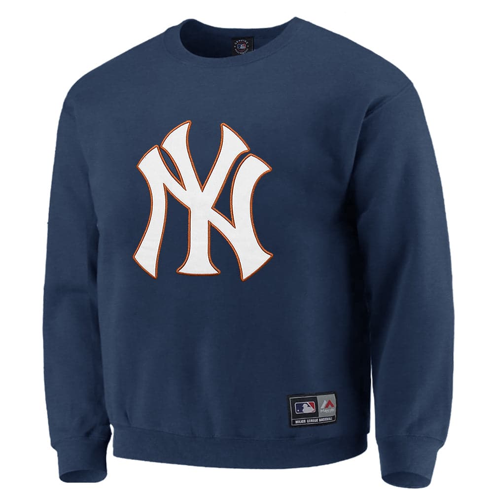 New York Yankees Majestic MLB Applique Vintage Crew Jumper - French Navy