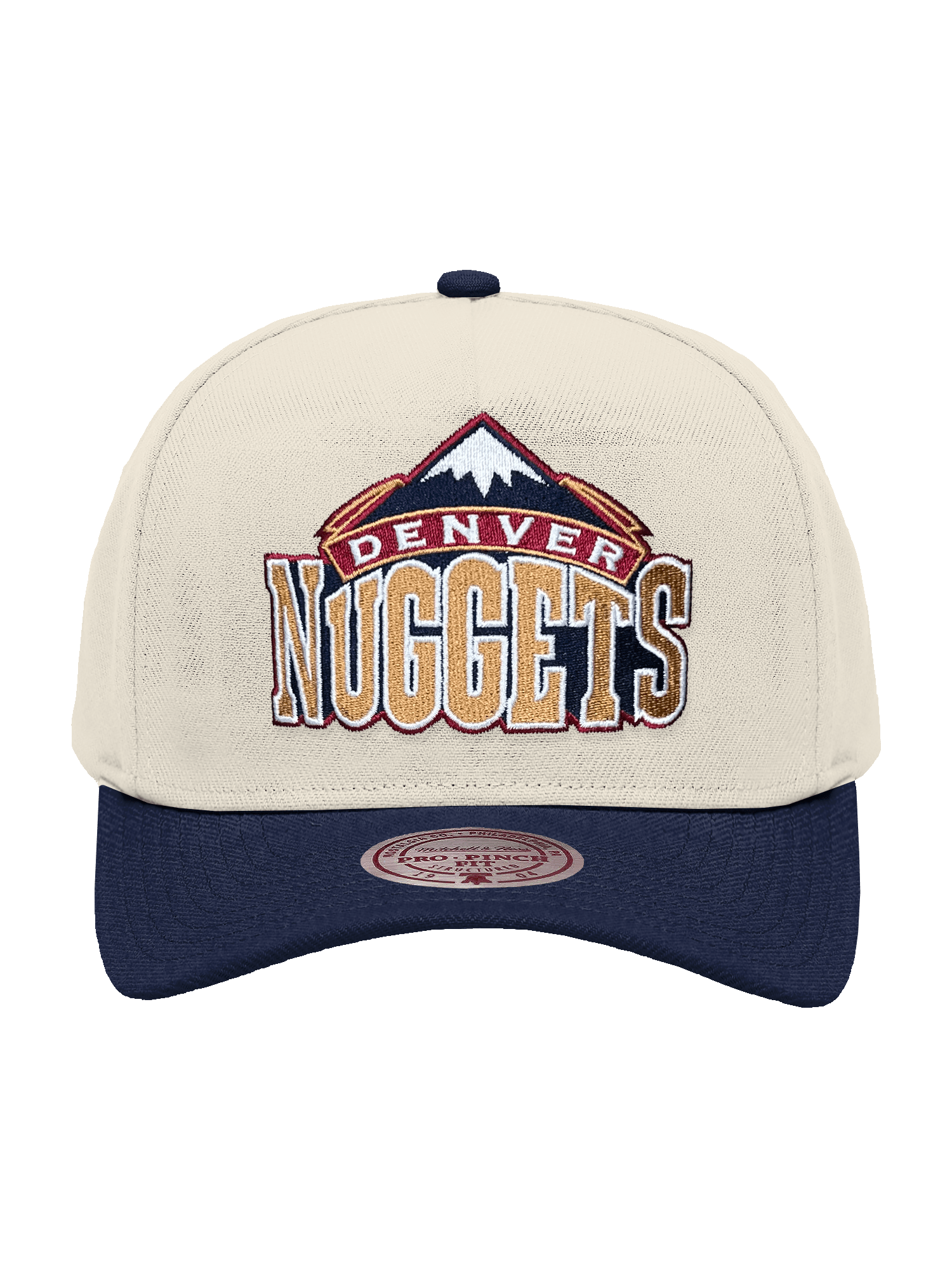 Denver Nuggets Mitchell & Ness NBA HWC 2T Pro Pinch Snapback Hat - Cream