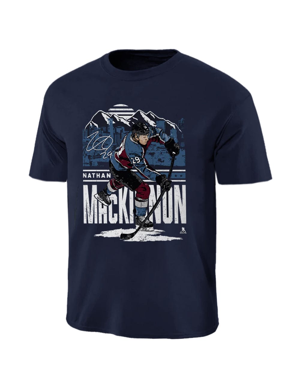 Nathan MacKinnon Colorado Avalanche 500 Level NHL Skyline T-Shirt - Navy