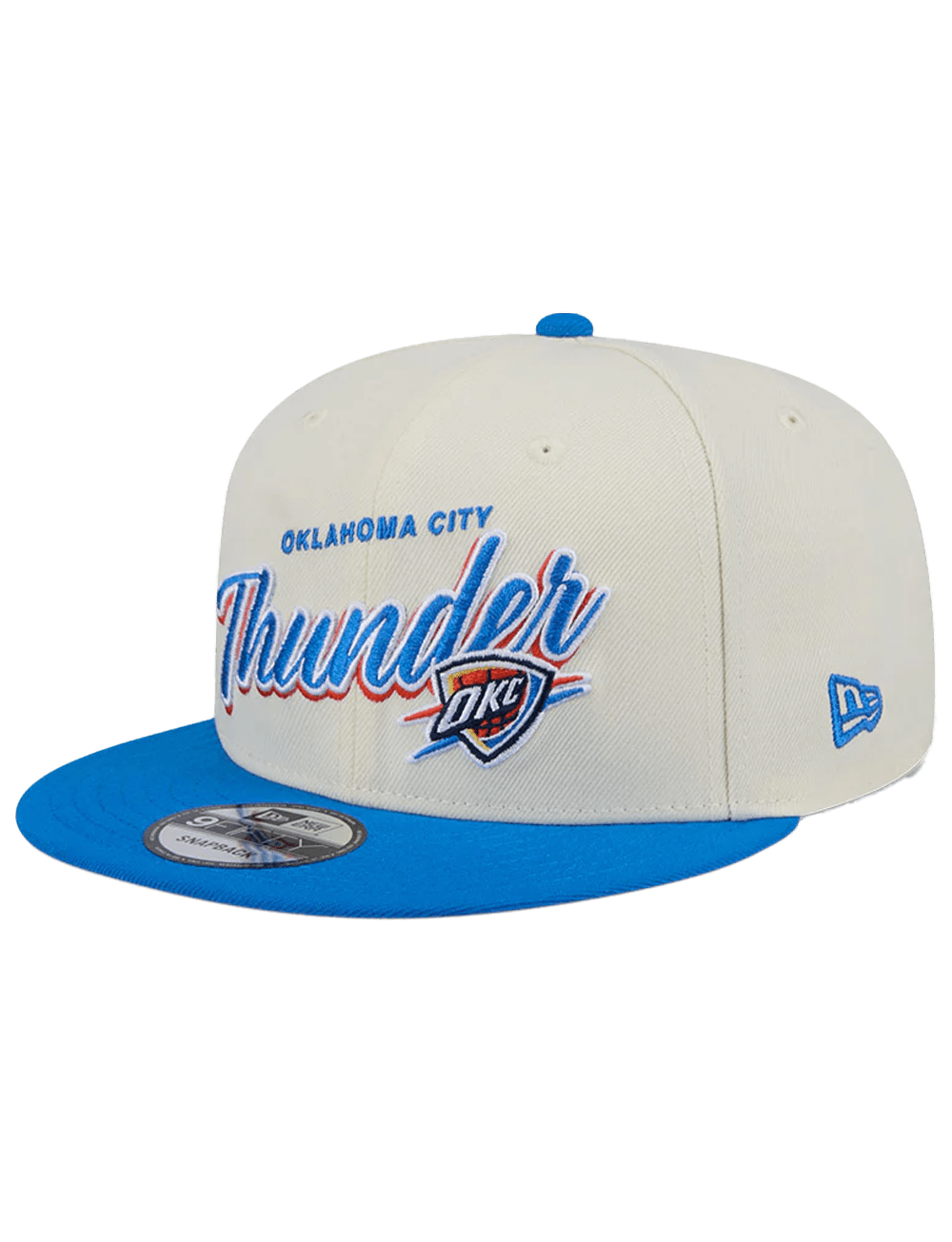 Oklahoma City Thunder New Era NBA 2 Tone Script 9FIFTY Snapback Hat - Chrome White