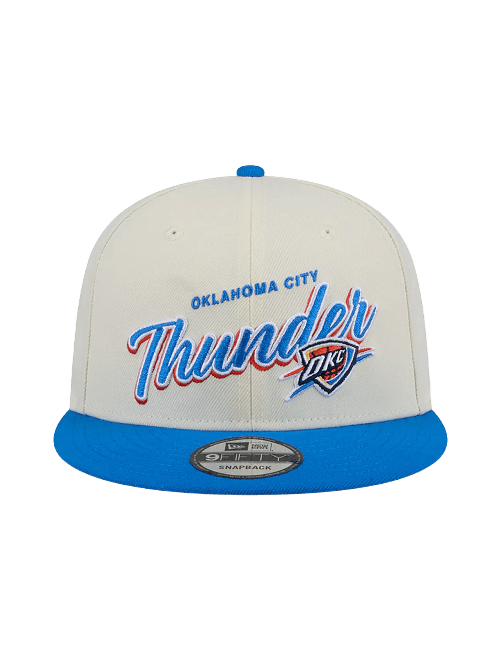 Oklahoma City Thunder New Era NBA 2 Tone Script 9FIFTY Snapback Hat - Chrome White