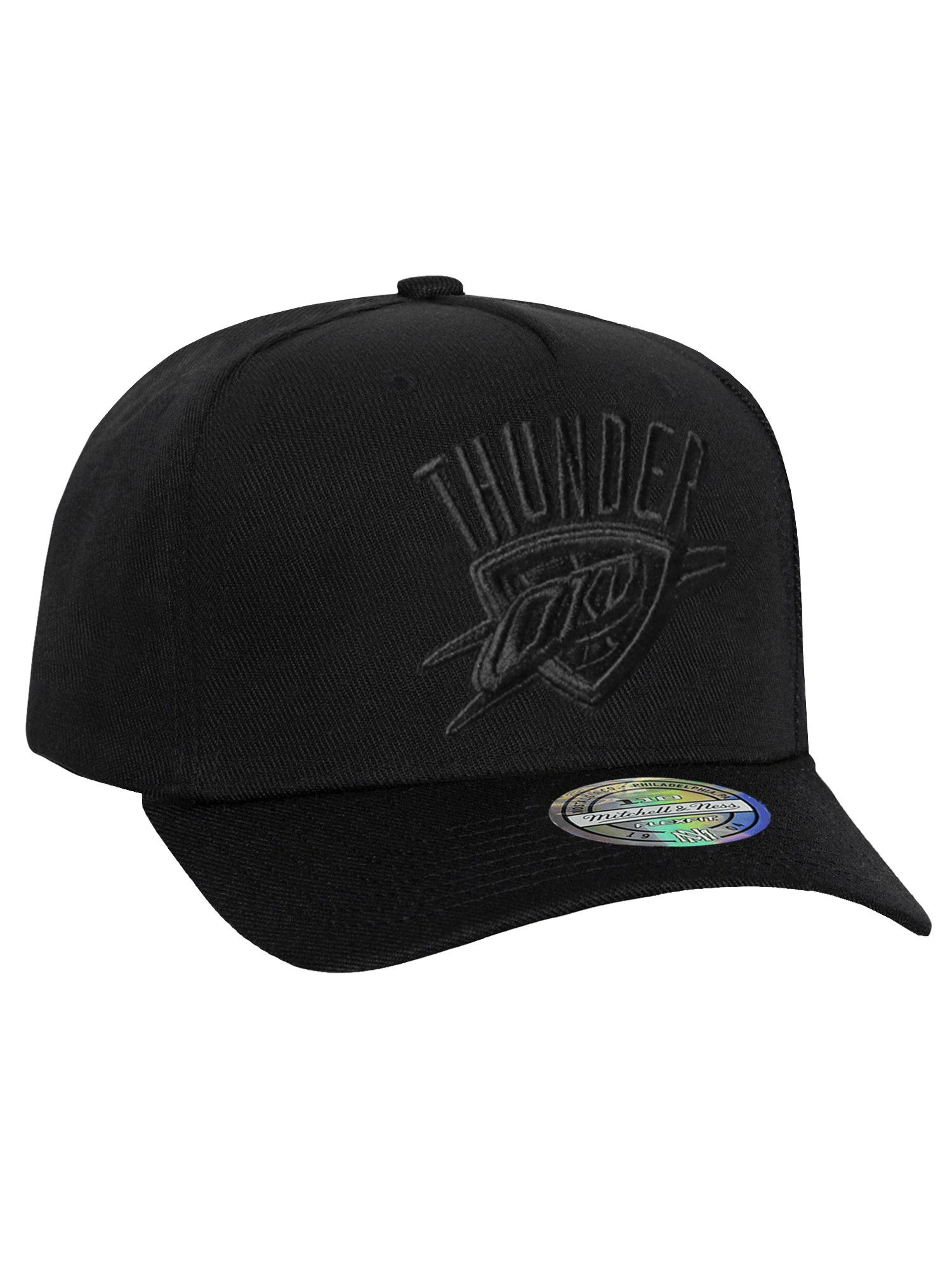 Oklahoma City Thunder Mitchell & Ness NBA Black On Black 110 Flex Snapback Hat