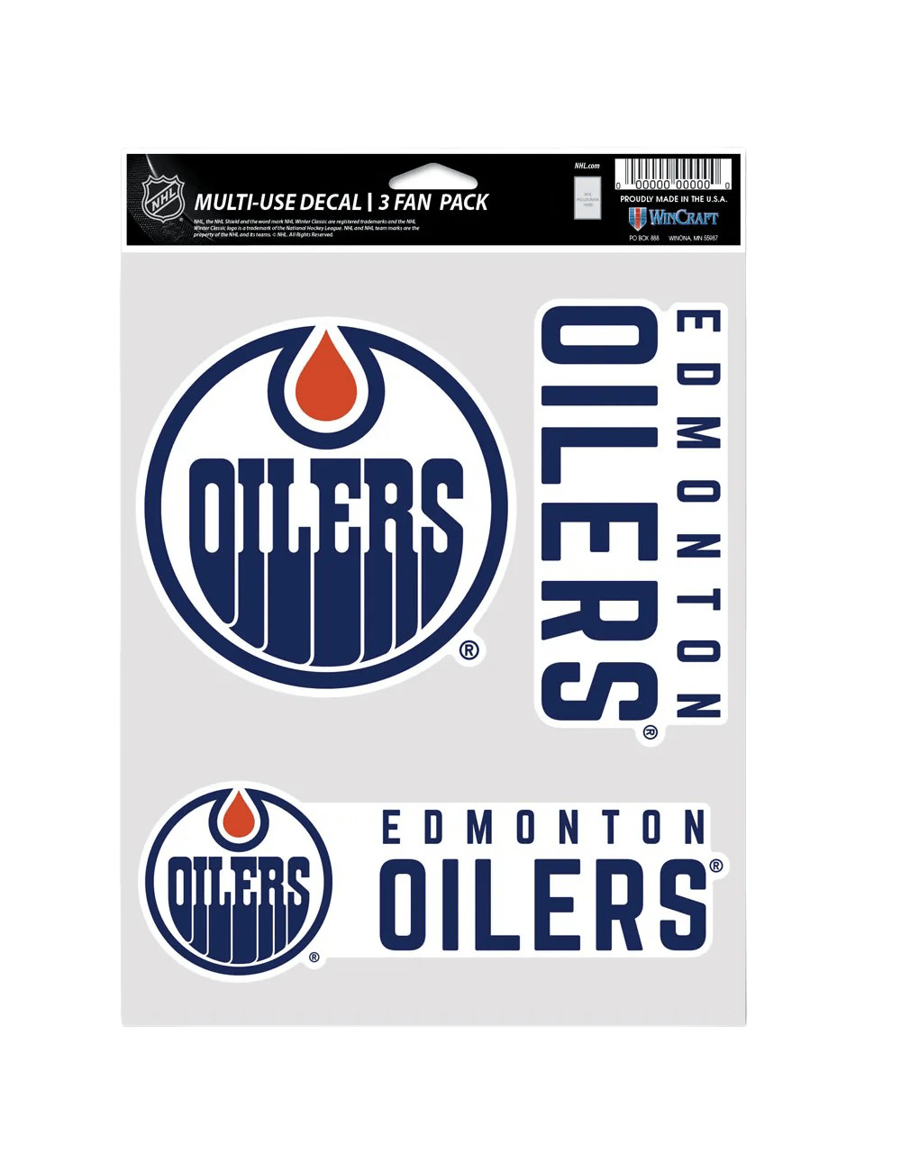 Edmonton Oilers Wincraft NHL Team 3 Piece 5” x 7” Decal Set