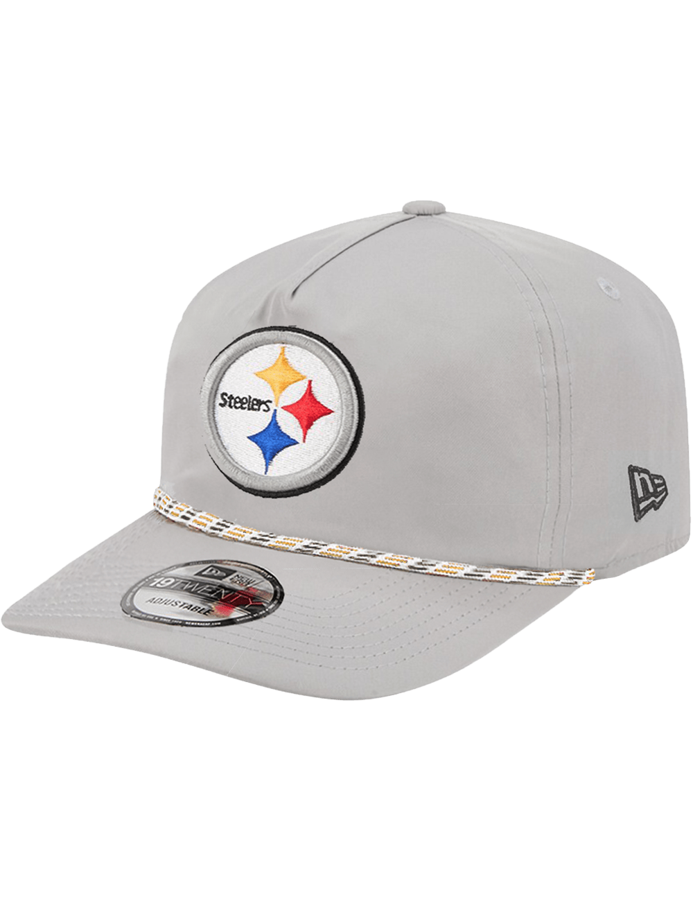 Pittsburgh Steelers New Era NFL Team Rope 19TWENTY Pre-Curved Snapback Hat - Grey