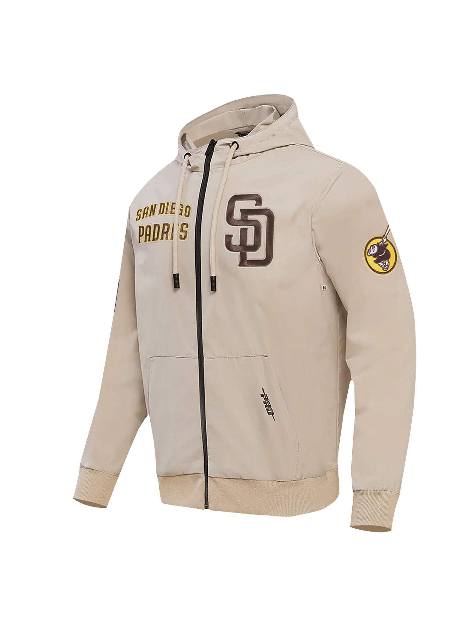 San Diego Padres Pro Standard MLB Woven Wind Zip Hoodie Jumper - Light Brown