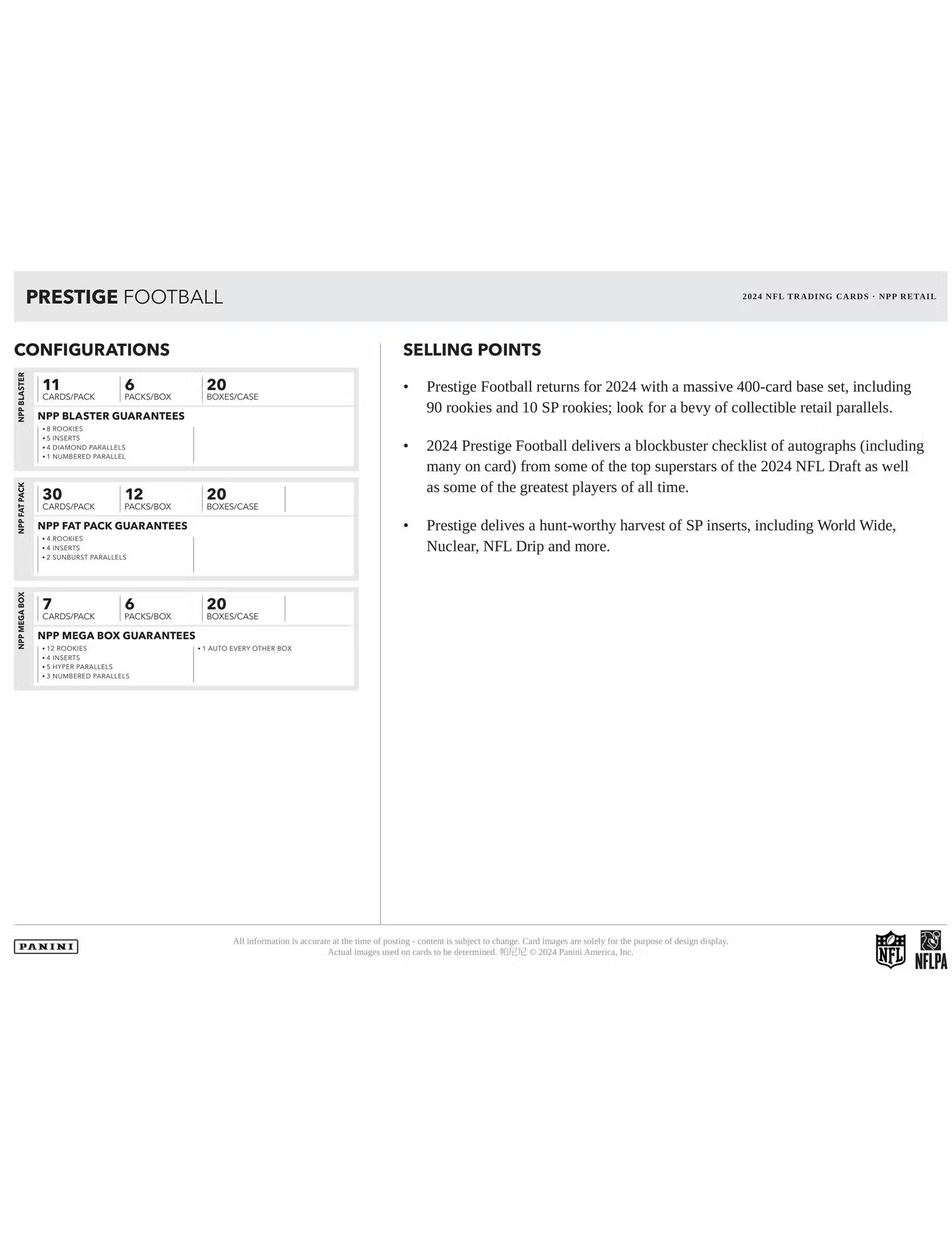 2024 Panini Prestige Football Trading Card Retail Pack