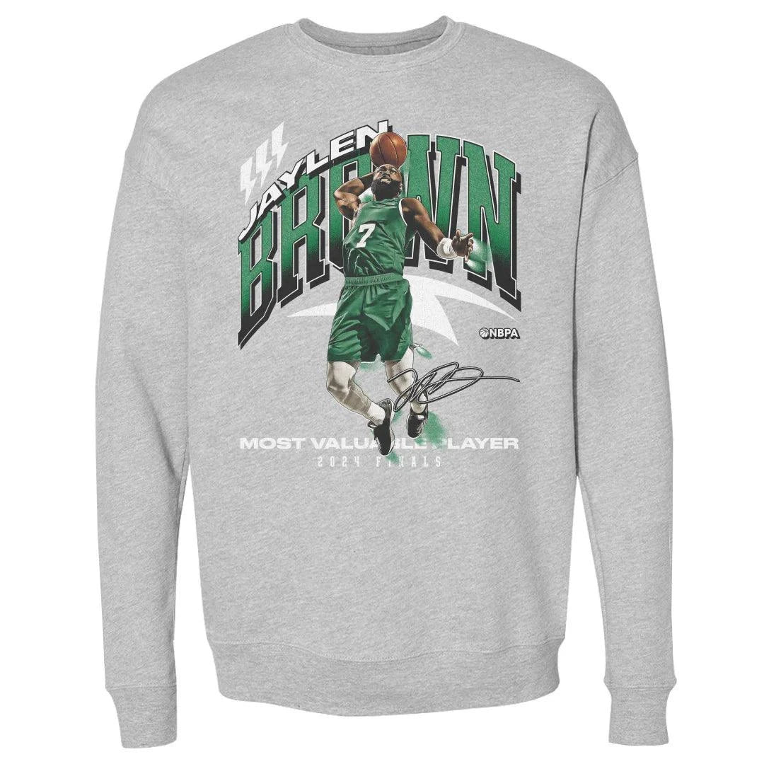 Jaylen Brown Boston Celtics 500 Level NBA Finals MVP Crew Jumper - Grey