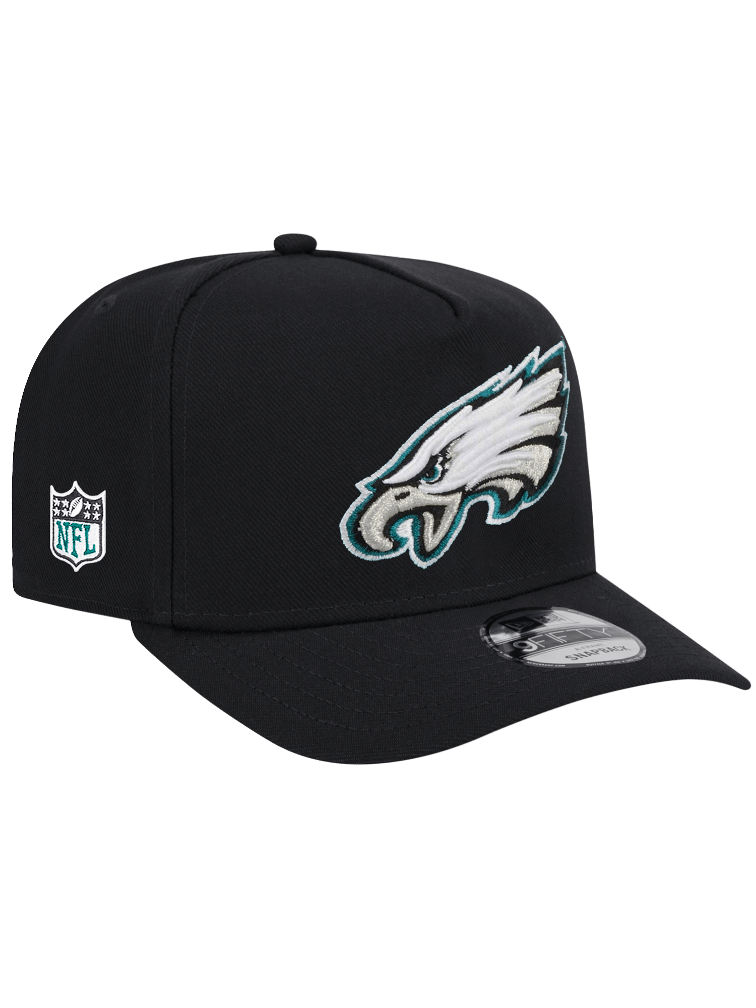 Philadelphia Eagles New Era NFL Team 9FIFTY A-Frame Pre-Curved Snapback Hat - Black