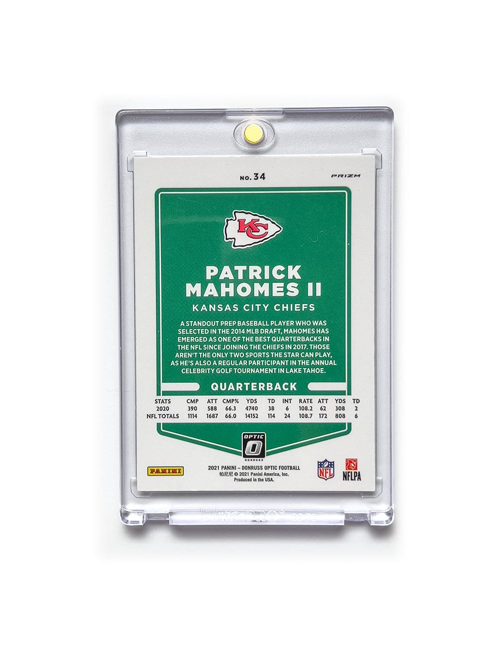 Patrick Mahomes Kansas City Chiefs Panini NFL 21 Optic Holo Card