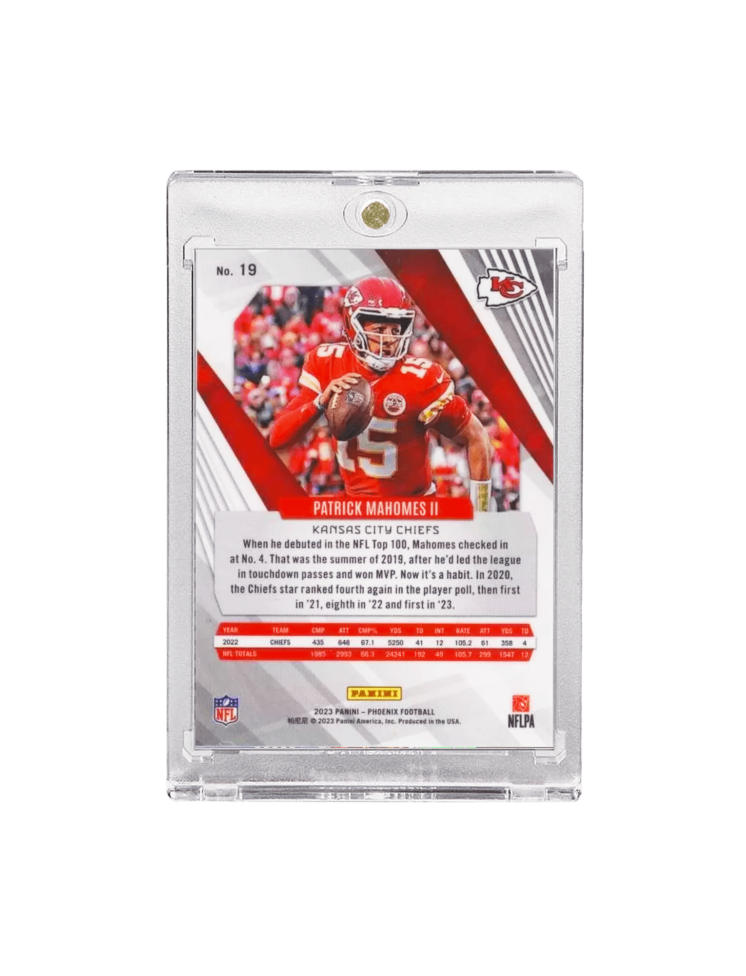 Patrick Mahomes Kansas City Chiefs Panini NFL 23 Phoenix Silver Card