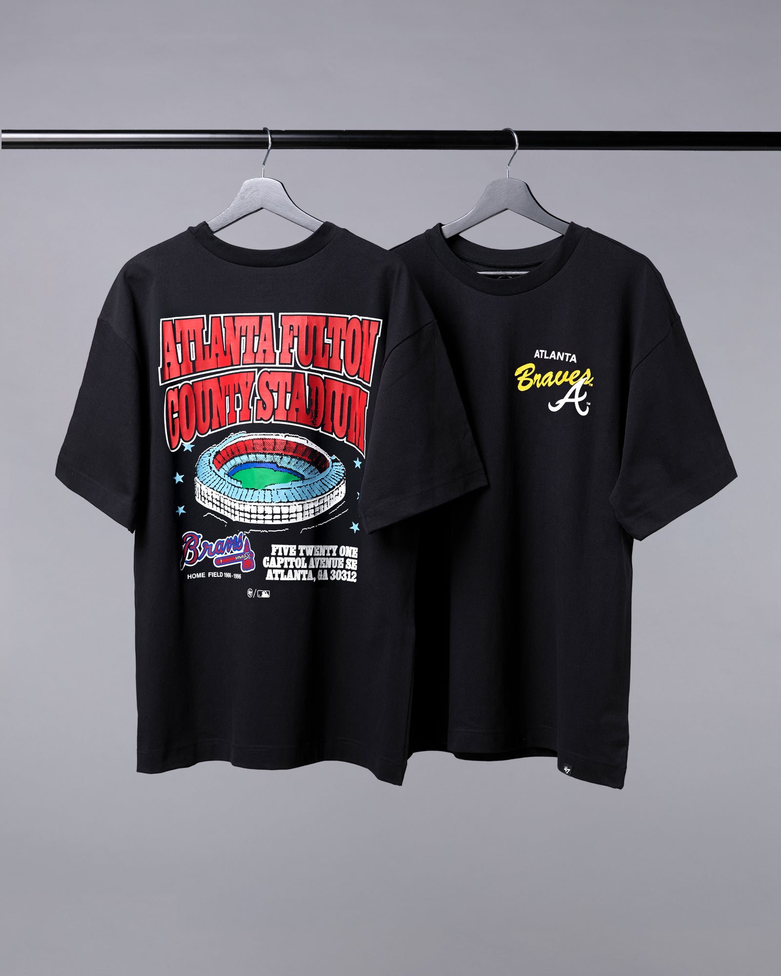 Atlanta Braves '47 MLB Stadium Vintage Foundation T-Shirt - Black