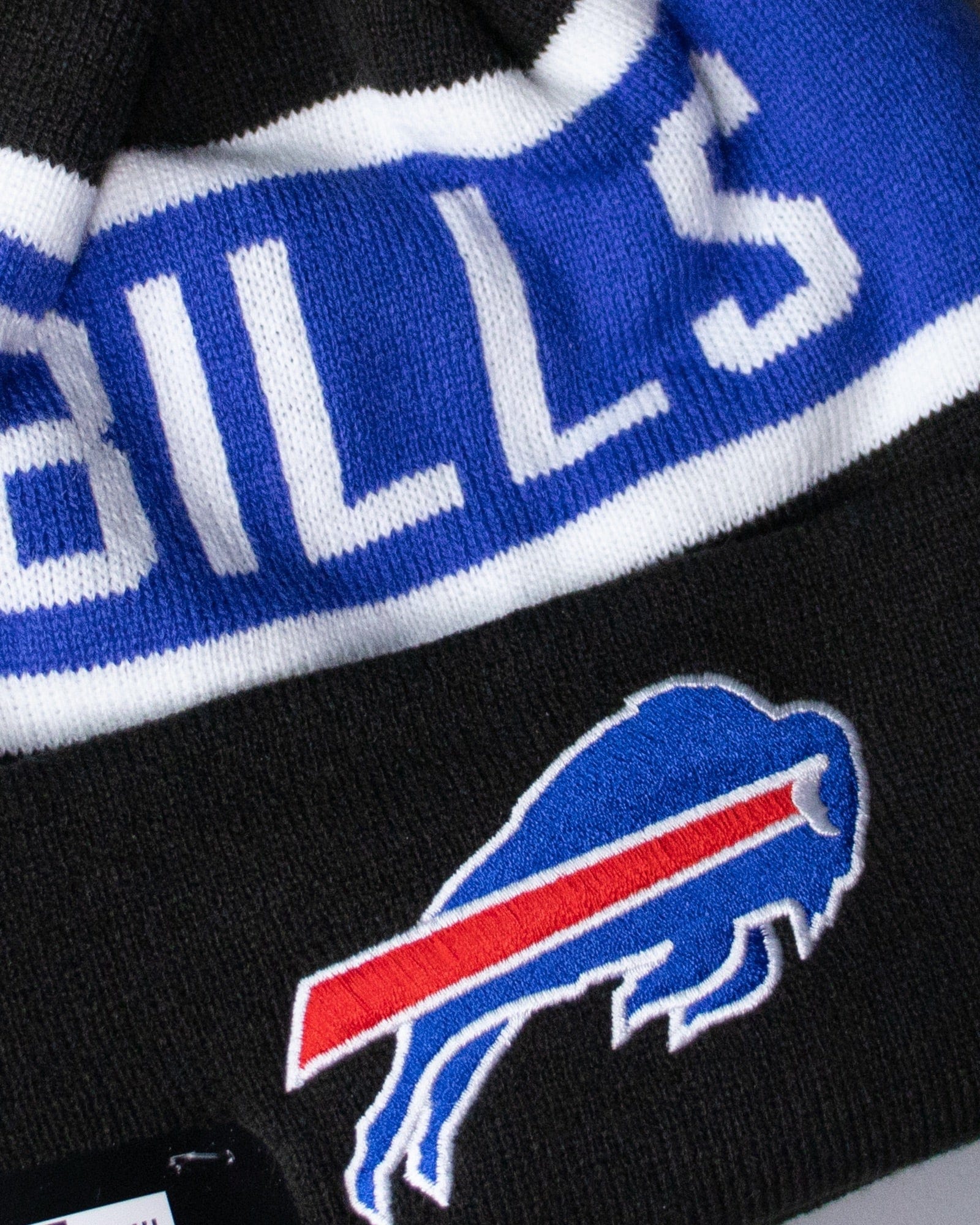 Buffalo Bills New Era NFL Team Spell Pomless Knit Beanie - Black