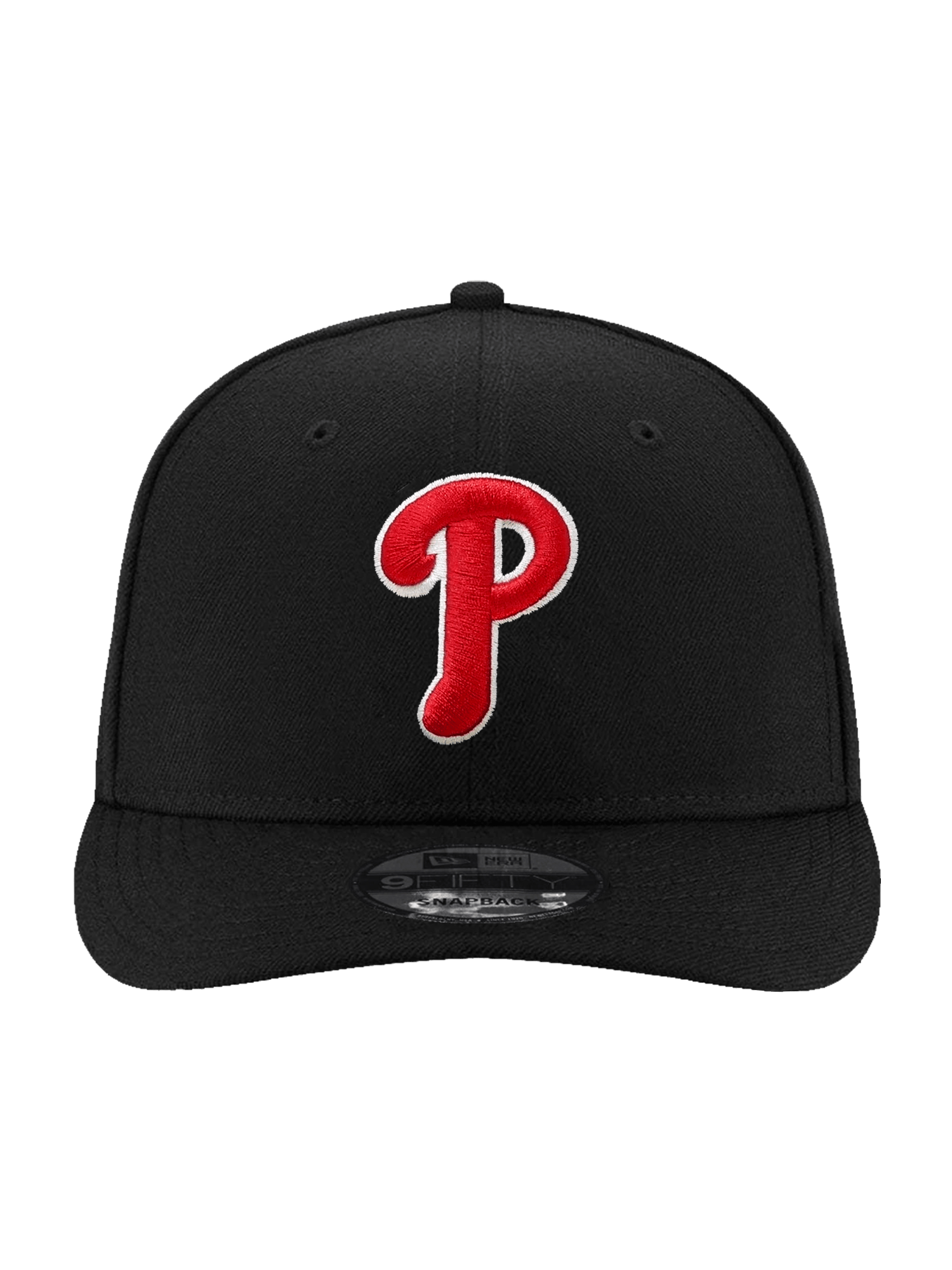 Philadelphia Phillies New Era MLB Team Outline 9FIFTY Pre-Curved Snapback Hat - Black