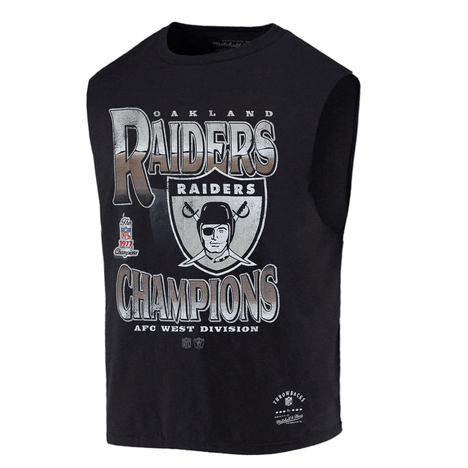 Las Vegas Raiders Mitchell & Ness NFL 77 AFC Vintage Muscle T-Shirt - Faded Black