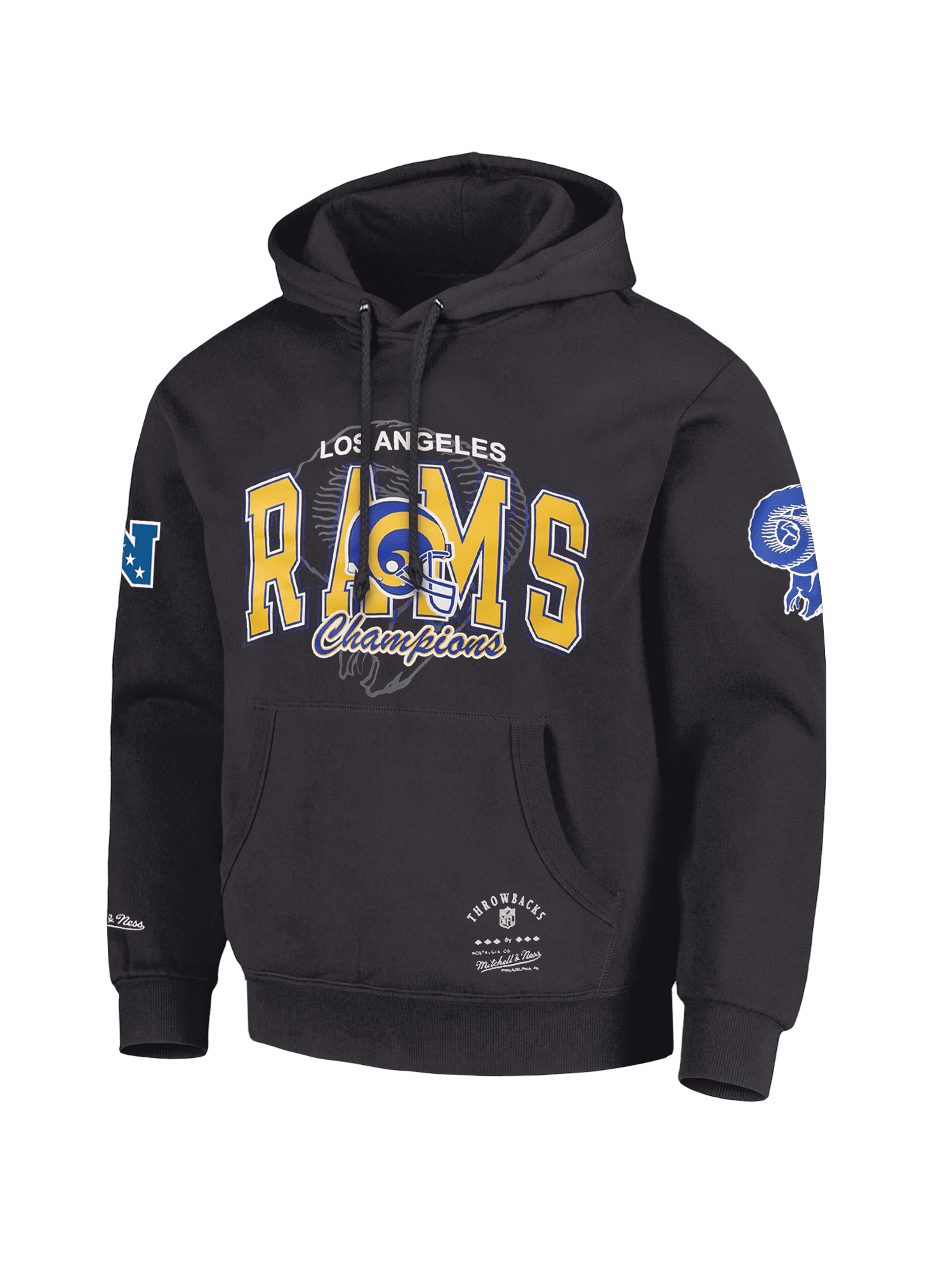 Los Angeles Rams Mitchell & Ness NFL Arch Helmet Vintage Hoodie - Washed Black
