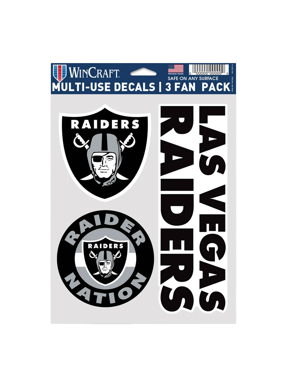 Las Vegas Raiders Wincraft NFL Team 3 Pack Decal Set