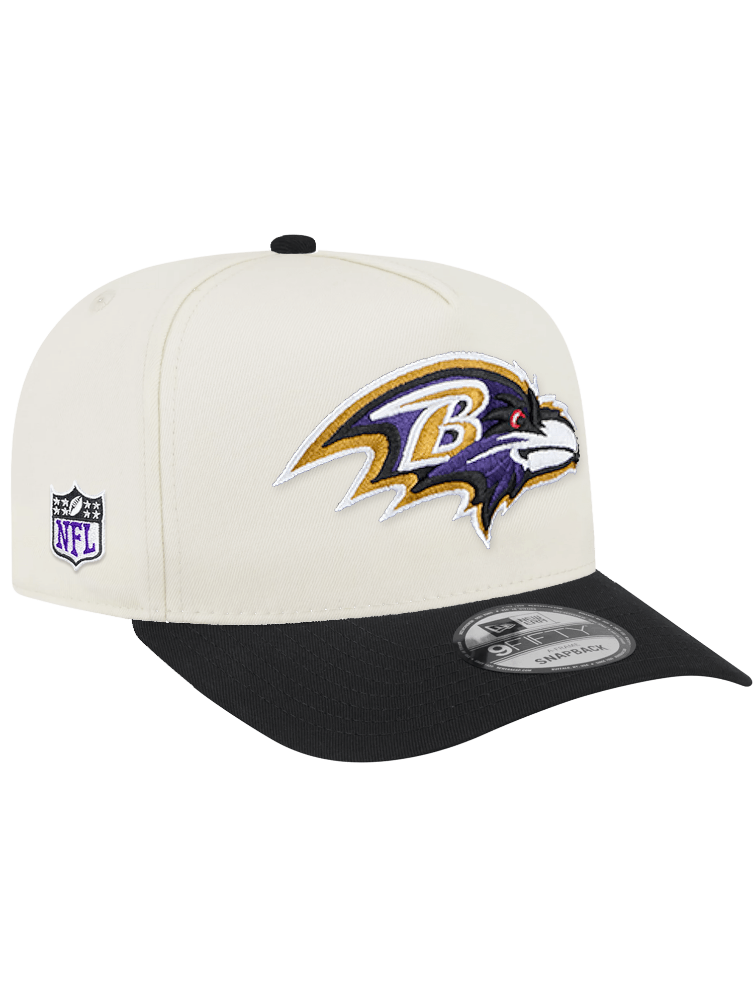 Baltimore Ravens New Era NFL Team 2T 9FIFTY A-Frame Pre-Curved Snapback Hat - Chrome