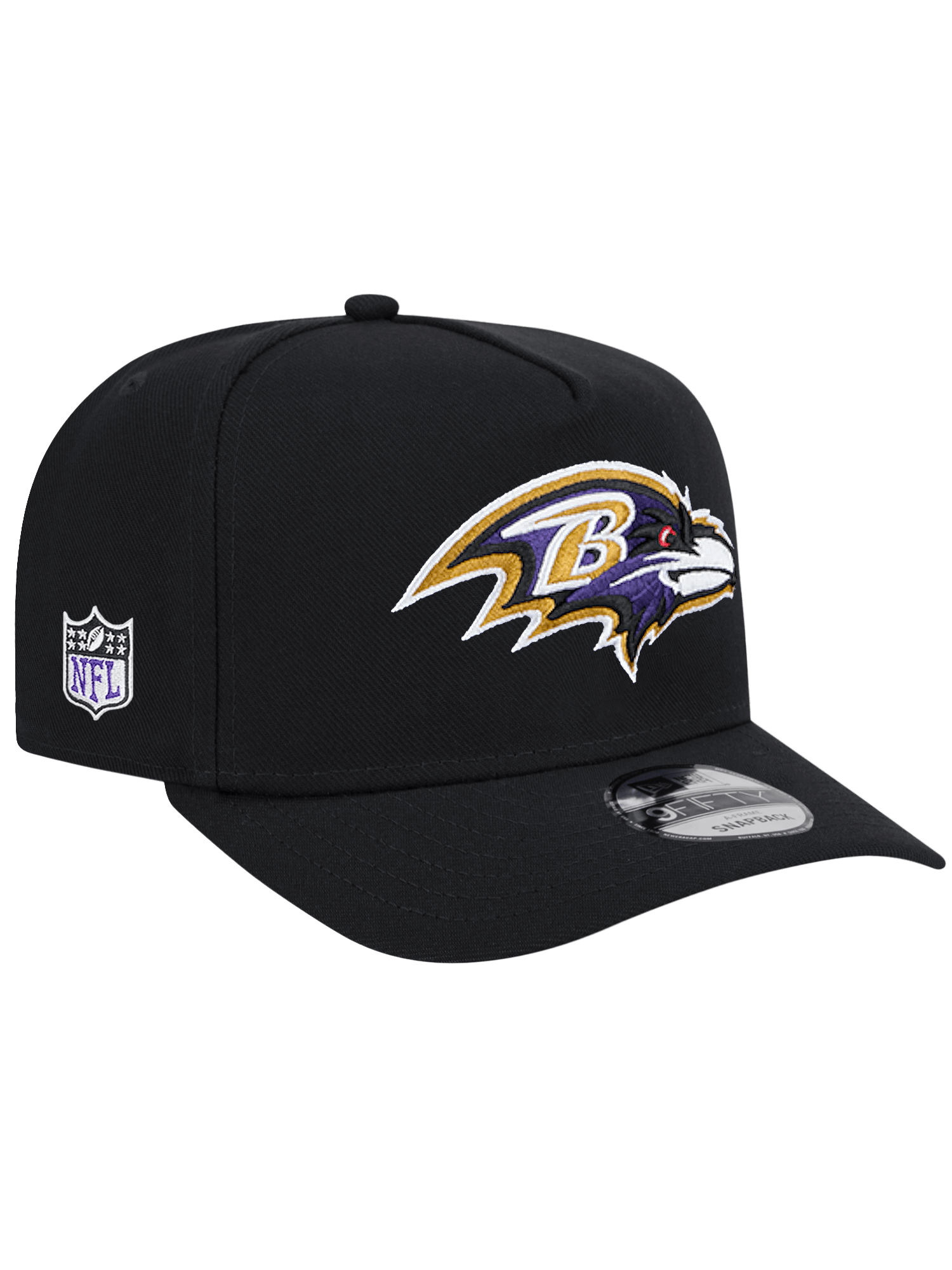 Baltimore Ravens New Era NFL Team 9FIFTY A-Frame Pre-Curved Snapback Hat - Black