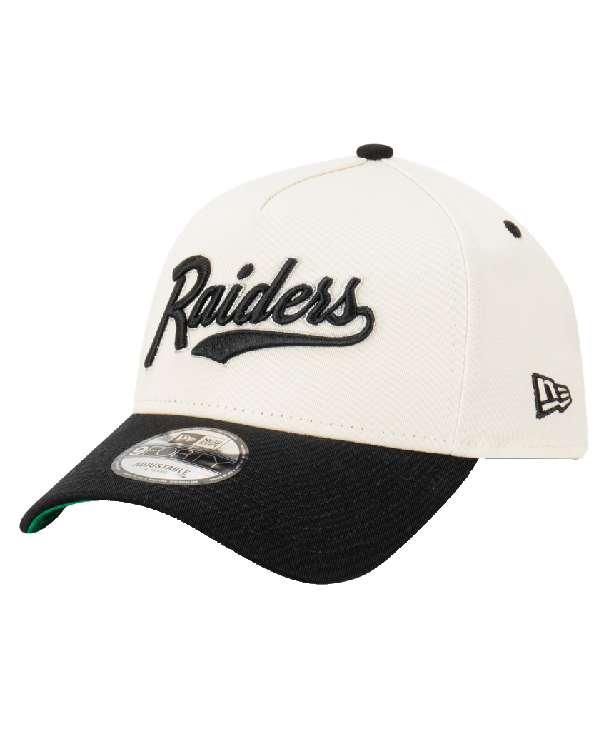 Las Vegas Raiders New Era NFL Script 9FORTY A-Frame Snapback Hat - Chrome