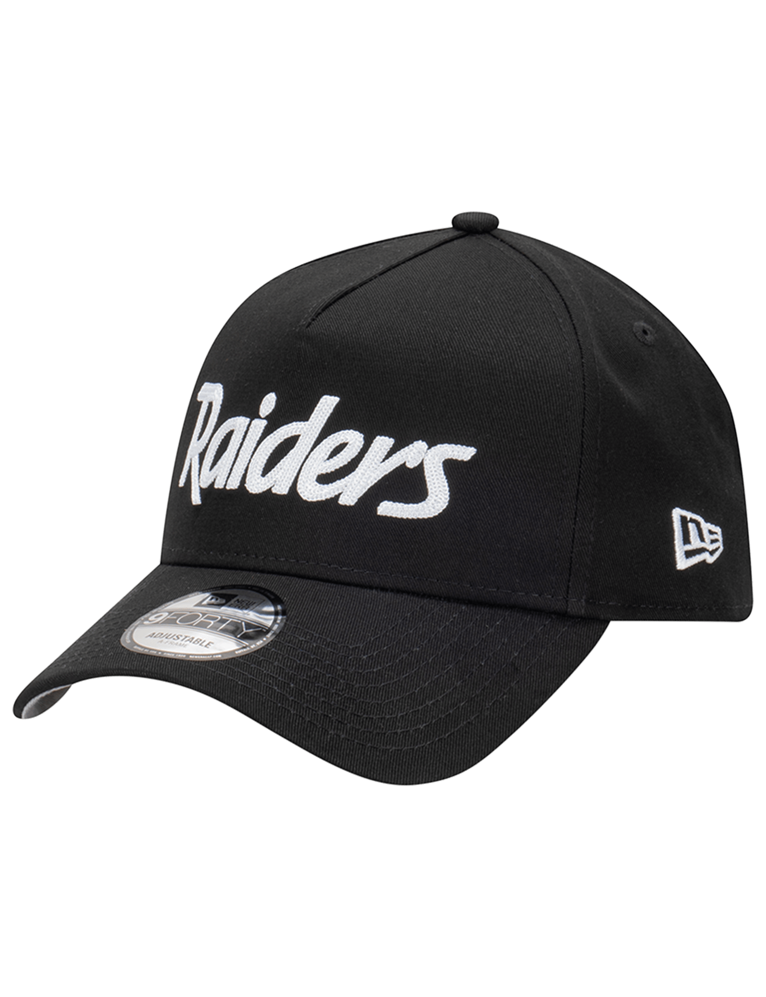 Las Vegas Raiders New Era NFL Chain Script 9FORTY A-Frame Snapback Hat - Black
