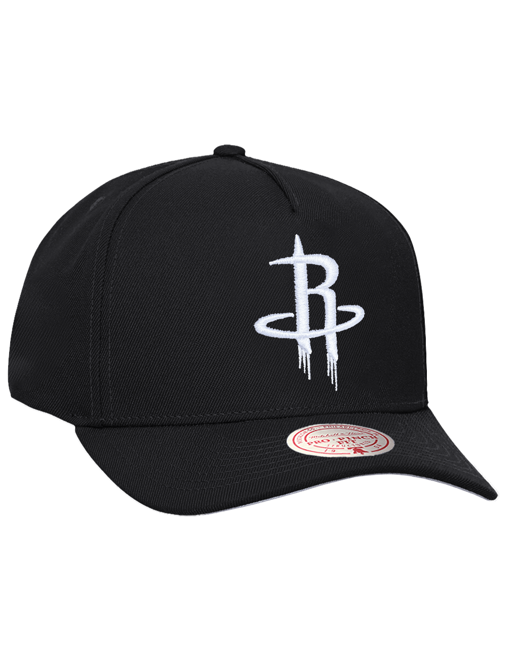 Houston Rockets Mitchell & Ness NBA Monochrome Pro Pinch Snapback Hat - Black