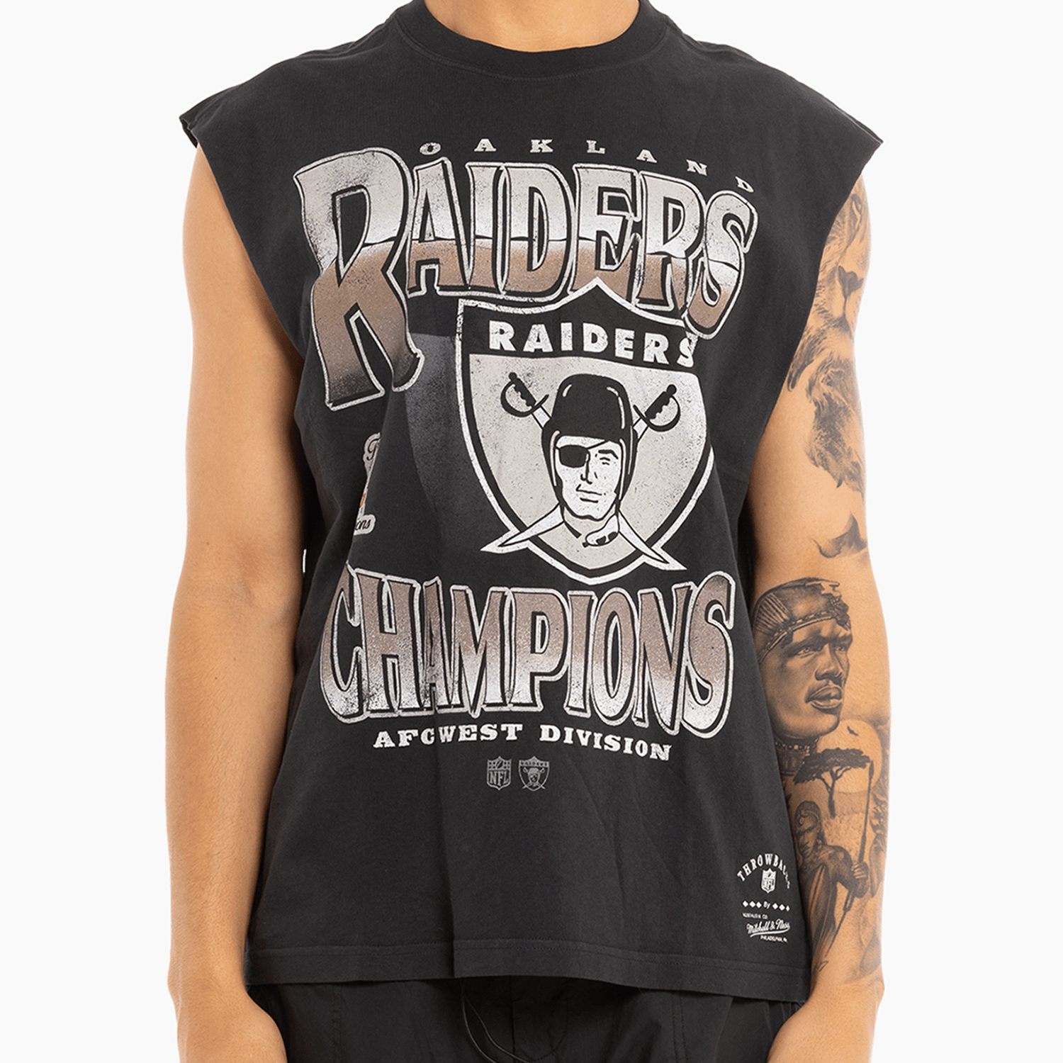 Las Vegas Raiders Mitchell & Ness NFL 77 AFC Vintage Muscle T-Shirt - Faded Black