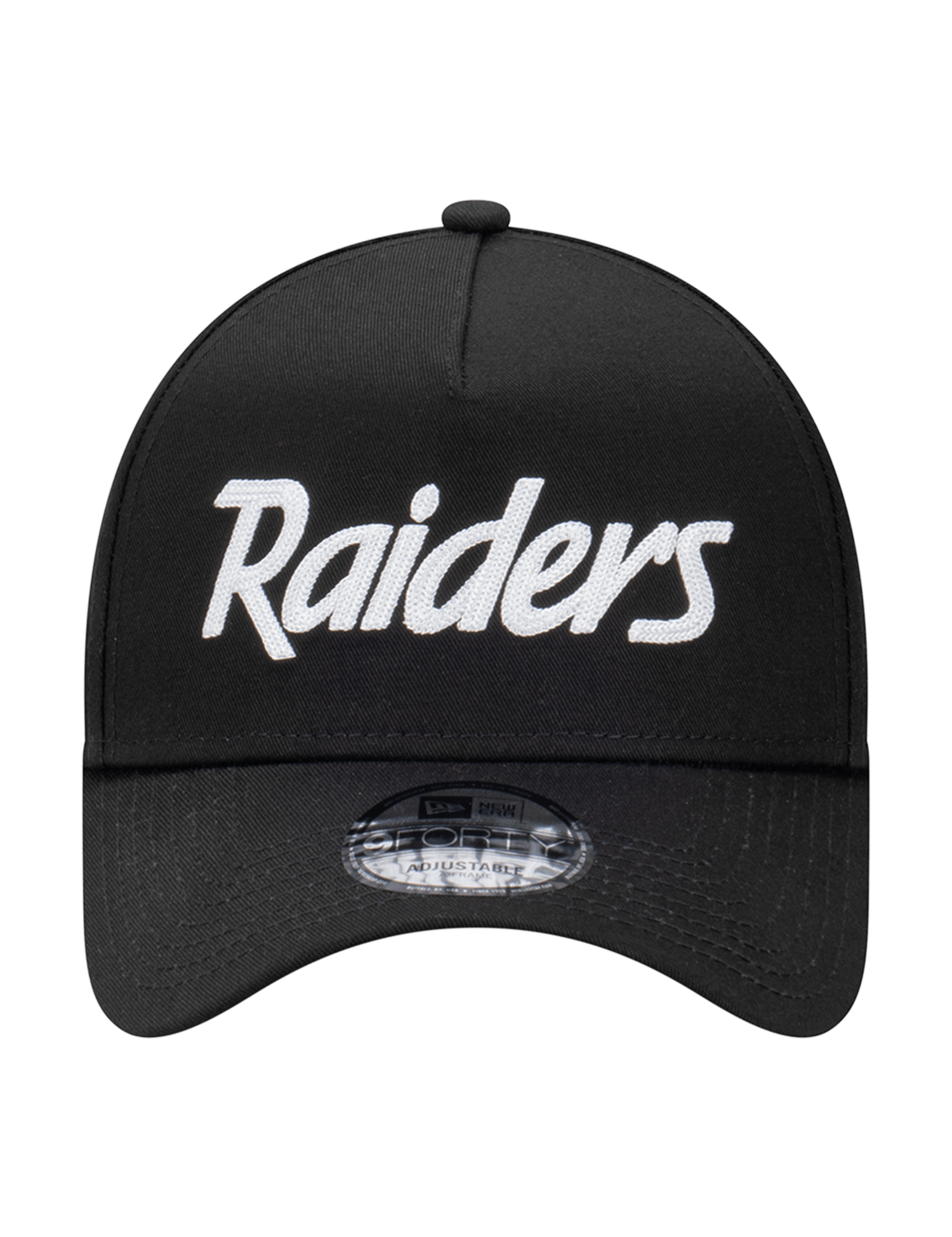 Las Vegas Raiders New Era NFL Chain Script 9FORTY A-Frame Snapback Hat - Black
