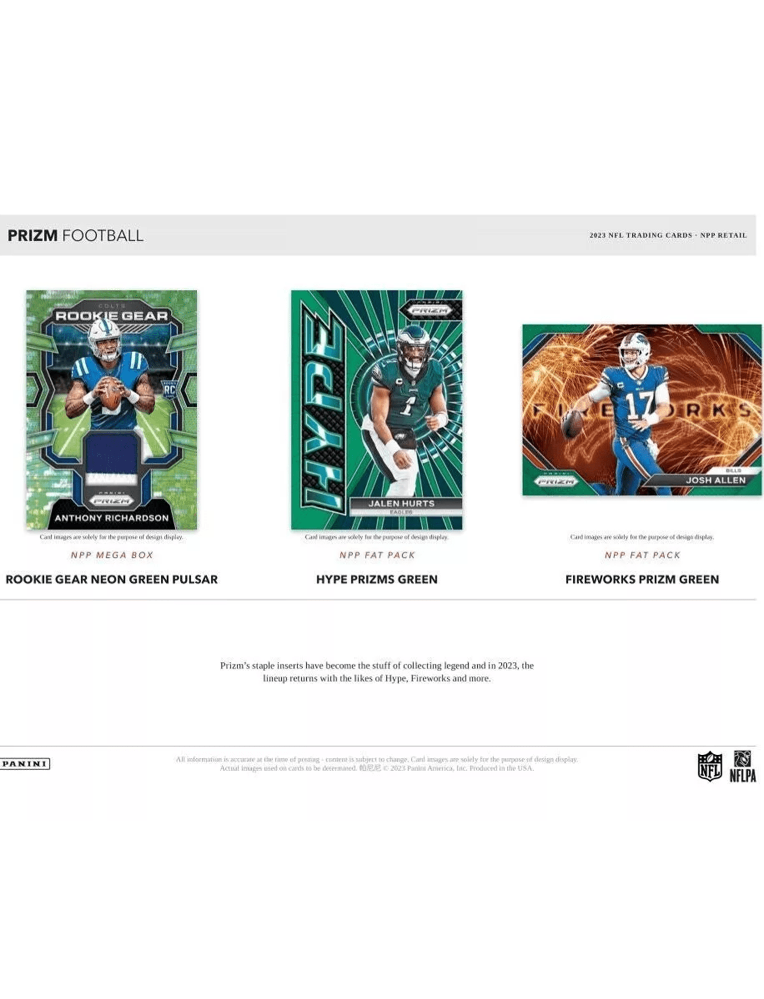 2023 Panini NFL Prizm Football Trading Card Retail Pack