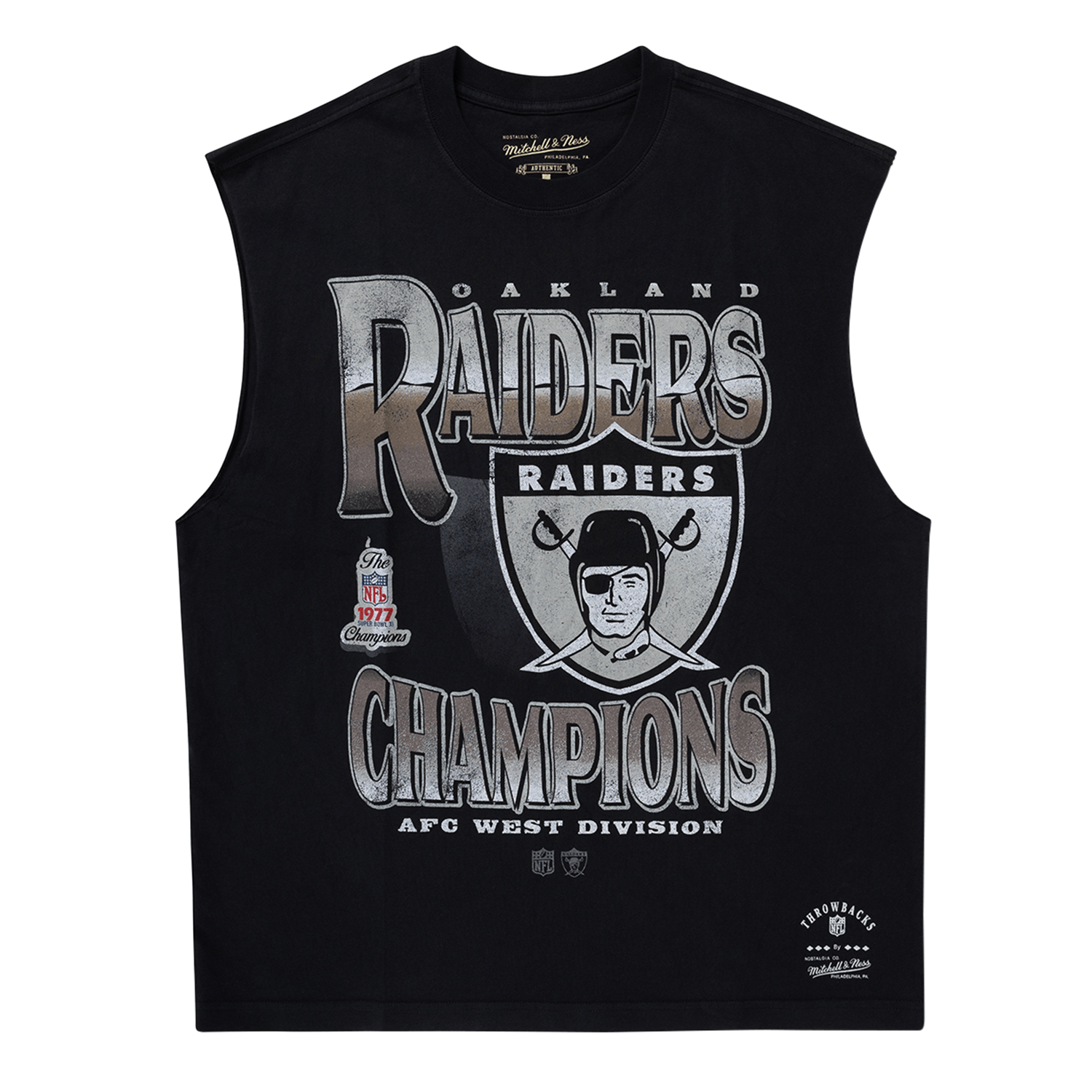 Las Vegas Raiders Mitchell & Ness NFL 77 AFC Vintage Muscle T-Shirt - Faded Black