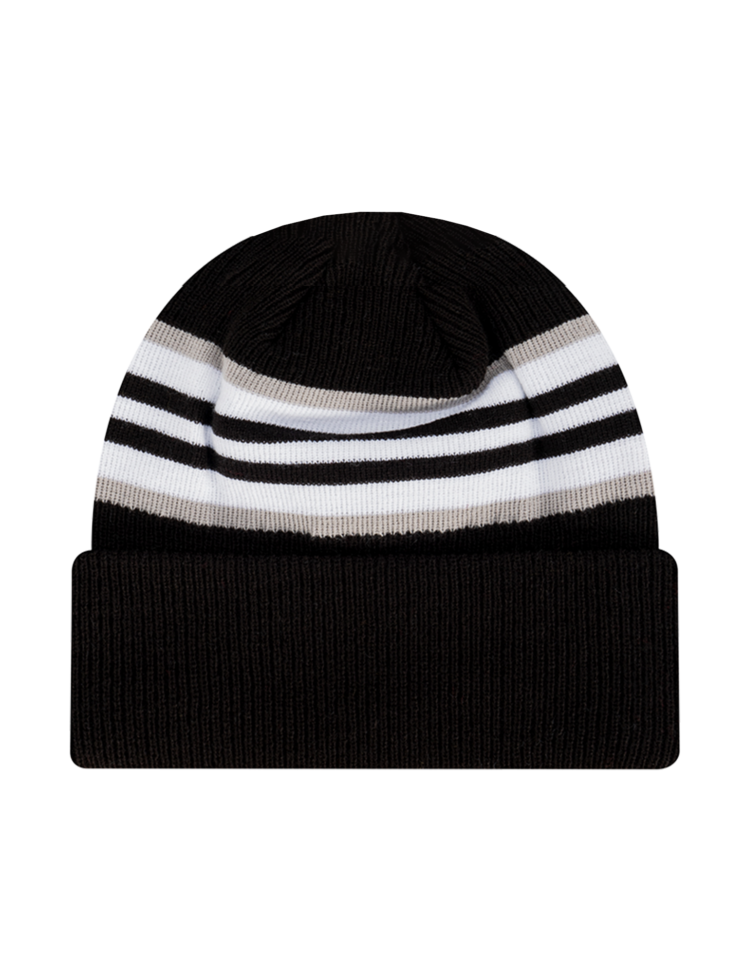 Las Vegas Raiders New Era NFL Stripe Hit Pomless Knit Beanie - Black