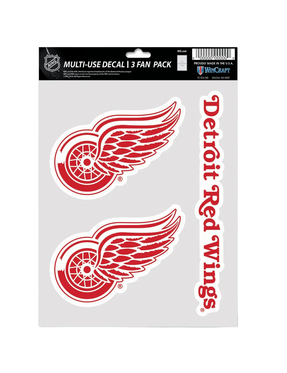 Detroit Red Wings Wincraft NHL Team 3 Piece 5” x 7” Decal Set