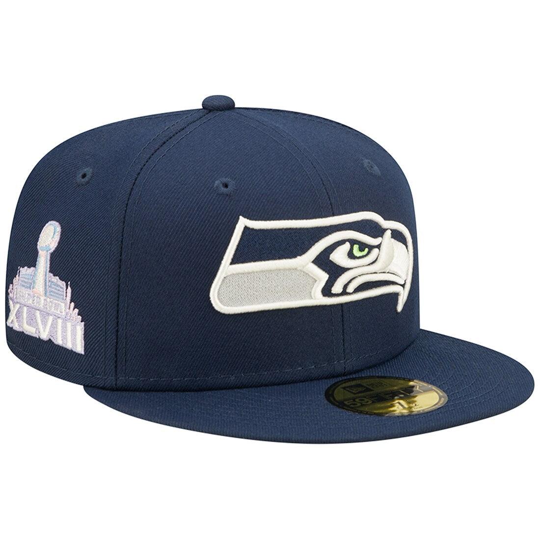 Seattle Seahawks New Era NFL Pop Sweat 59FIFTY Fitted Hat - Navy