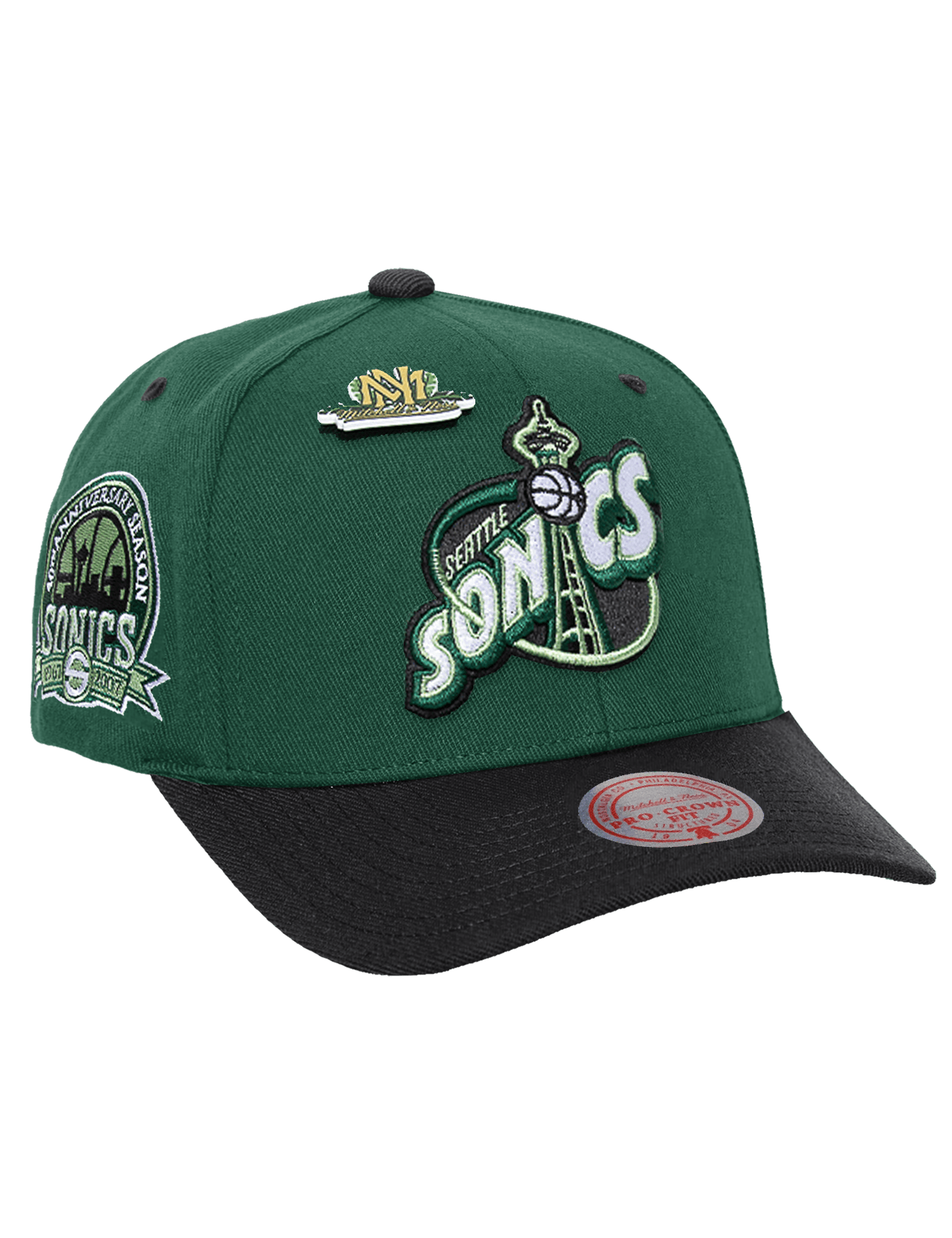 Seattle Supersonics Mitchell & Ness NBA Jungle Pro Crown Snapback Hat - Green