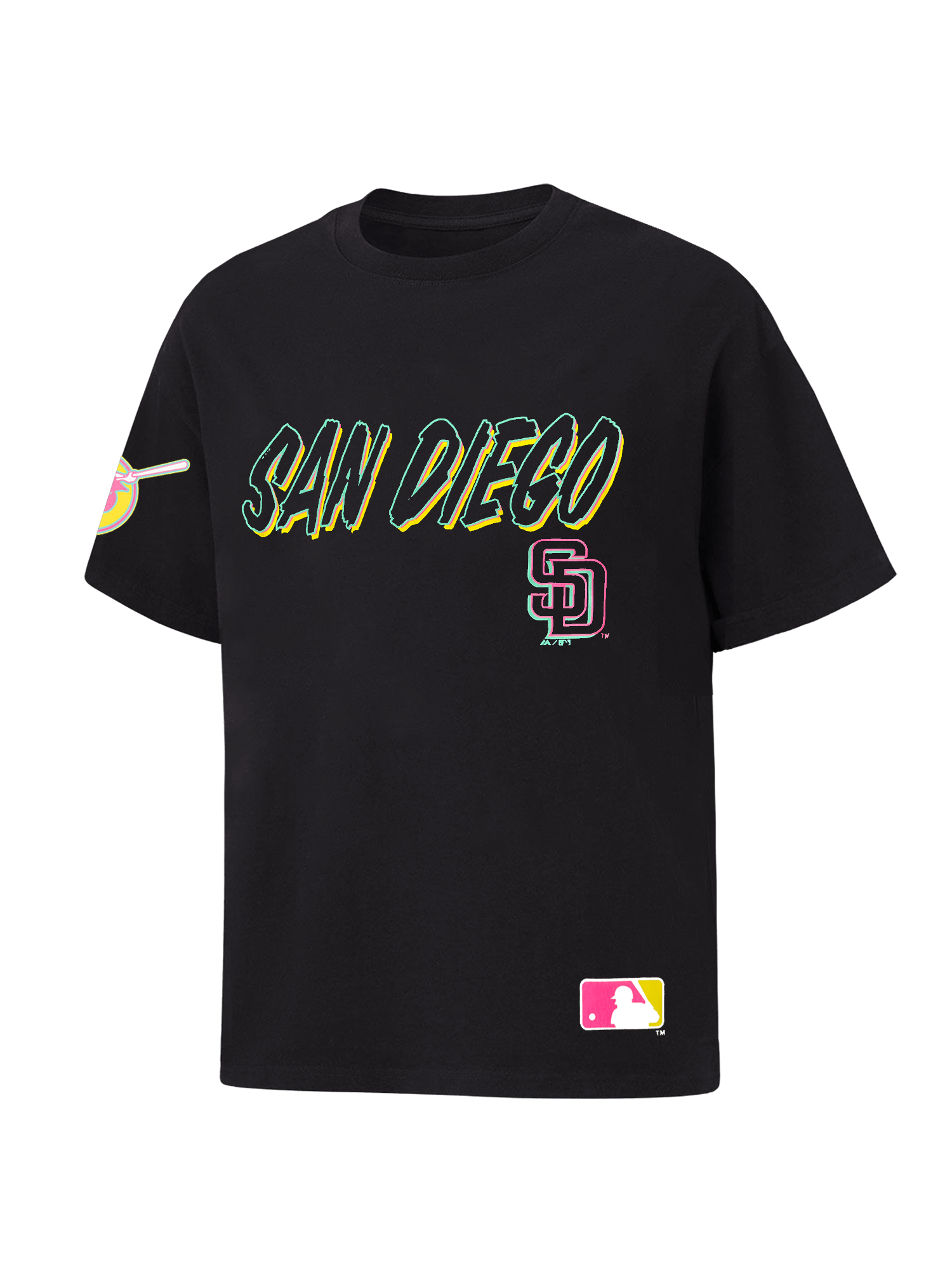San Diego Padres Majestic MLB Shadow Connect Vintage T-Shirt - Faded Black