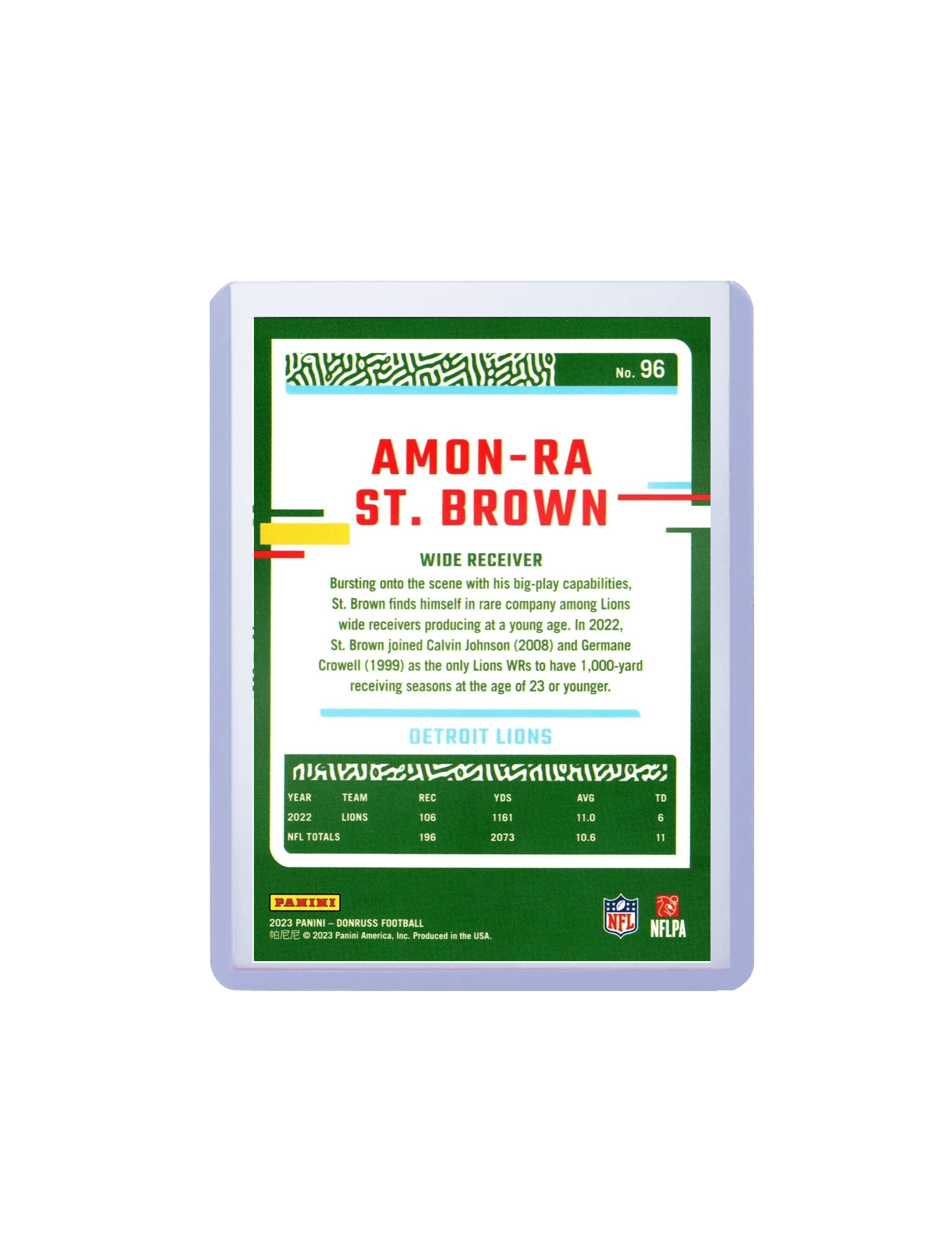 Amon-Ra St Brown Detroit Lions Panini NFL 23-24 Donruss Card