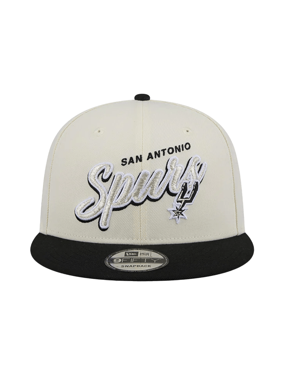 San Antonio Spurs New Era NBA 2 Tone Script 9FIFTY Snapback Hat - Chrome White