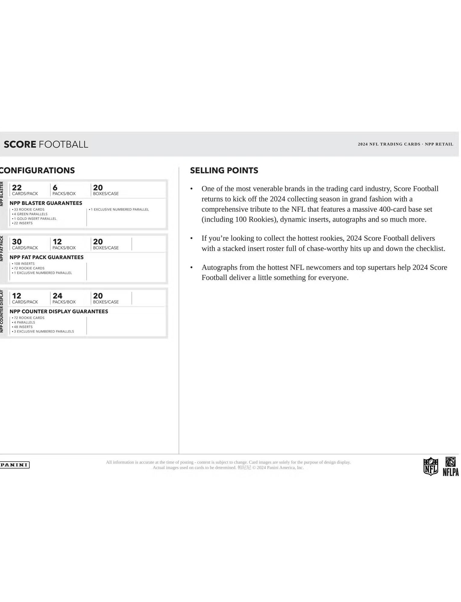 2024 Panini Score Football Retail Pack