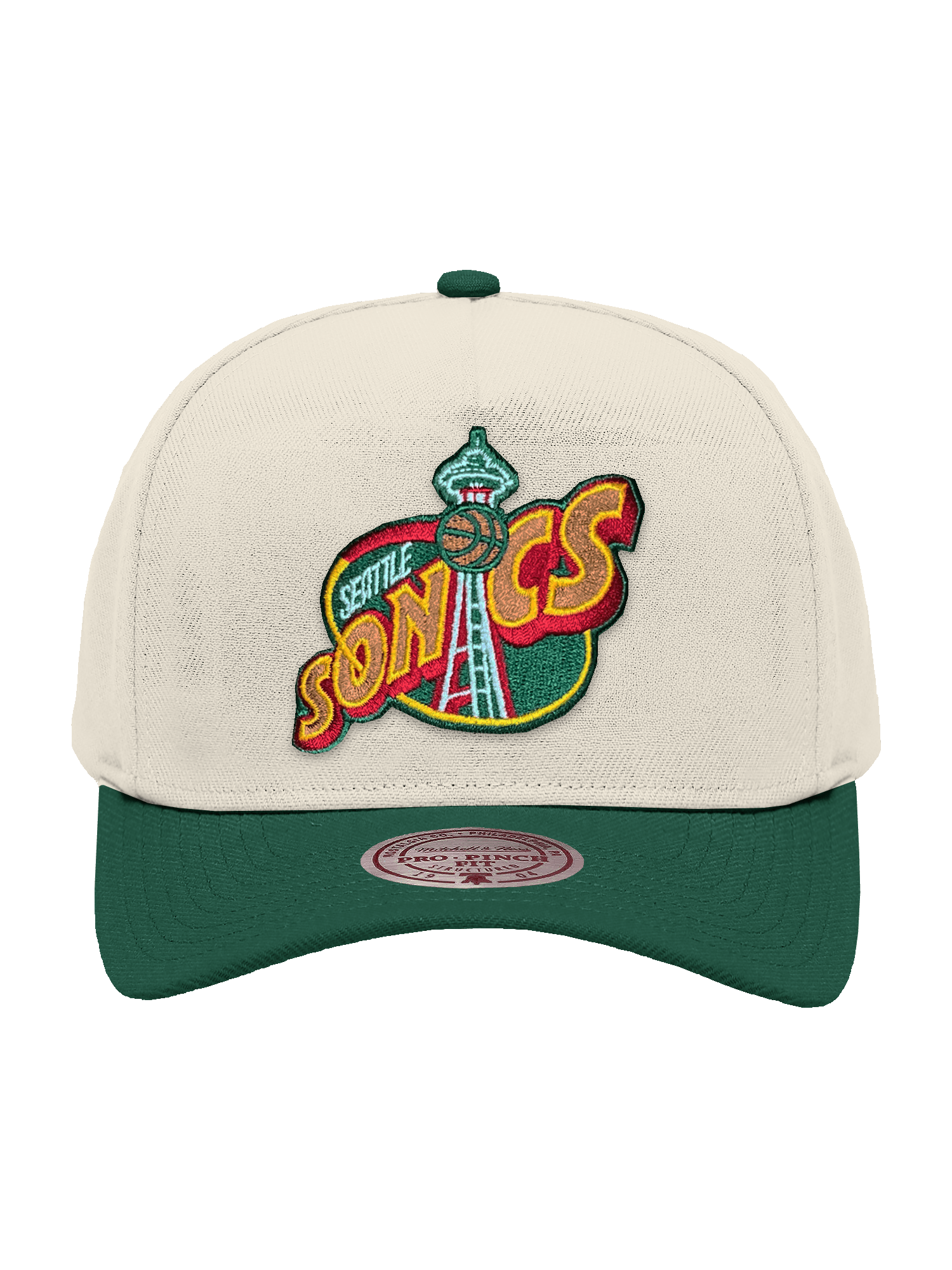 Seattle Supersonics Mitchell & Ness NBA HWC 2T Pro Pinch Snapback Hat - Cream