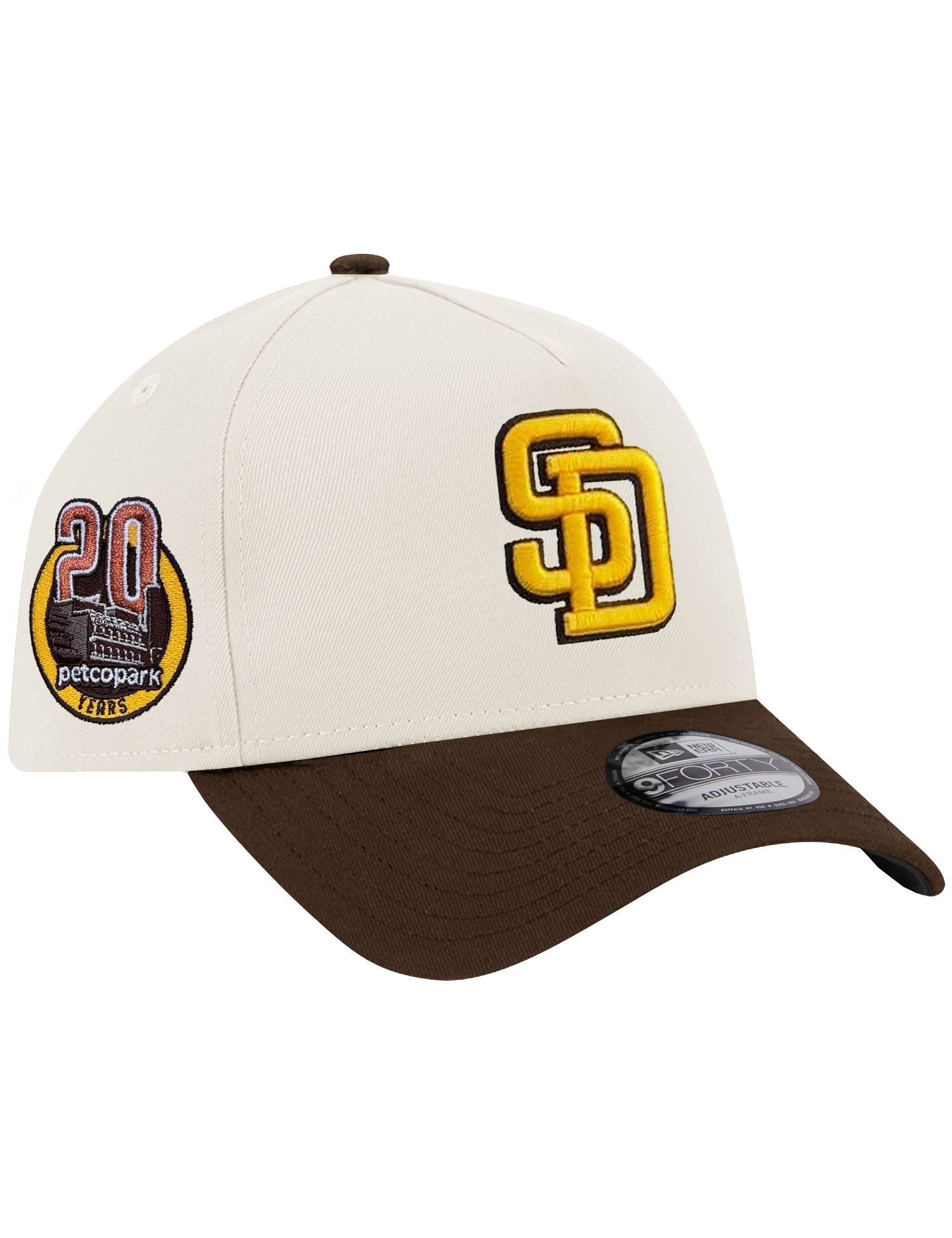 San Diego Padres New Era MLB Petco Side Patch 9FORTY A-Frame Snapback Hat - Chrome