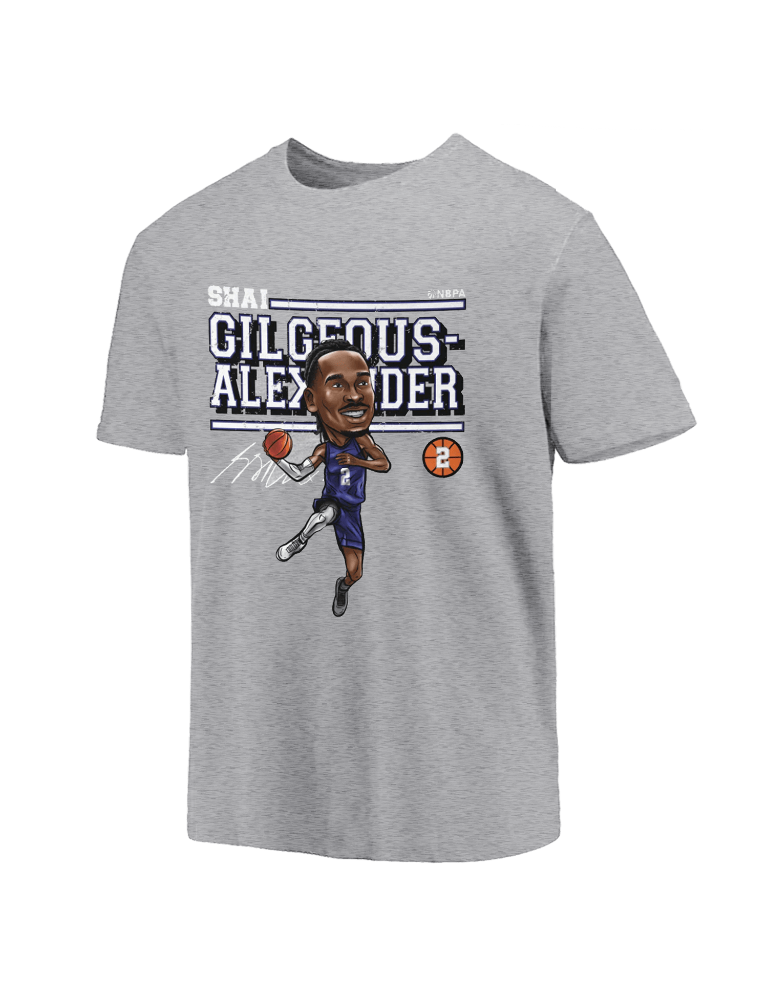 Shai Gilgeous-Alexander Oklahoma City Thunder 500 Level NBA Cartoon T-Shirt - Grey