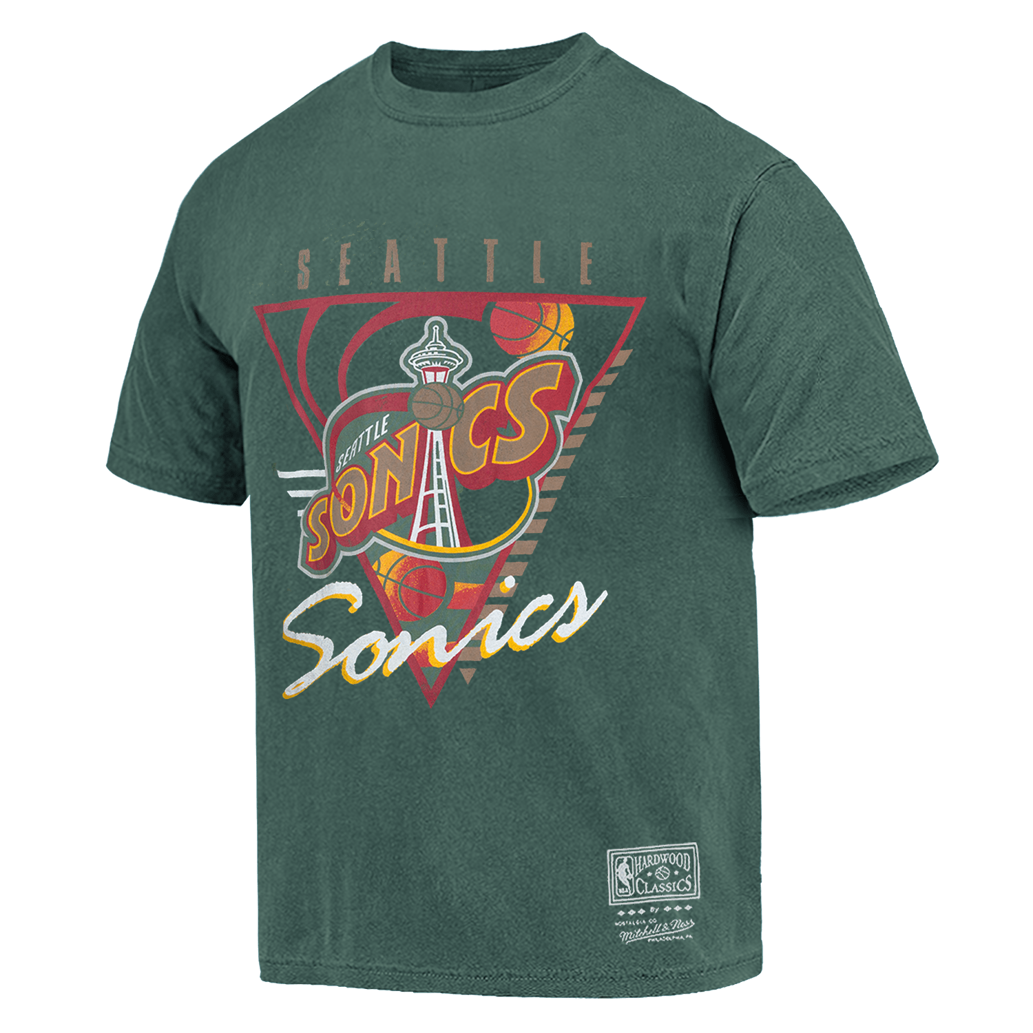Seattle Supersonics Mitchell & Ness NBA Tri Logo Vintage T-Shirt - Faded Green