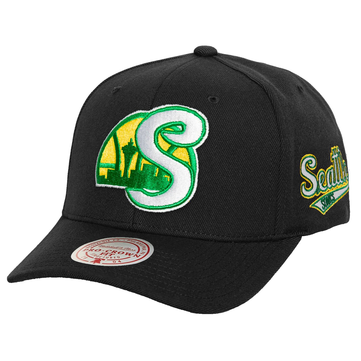 Seattle Supersonics Mitchell & Ness NBA HWC Icon Pro Crown Snapback Hat - Black