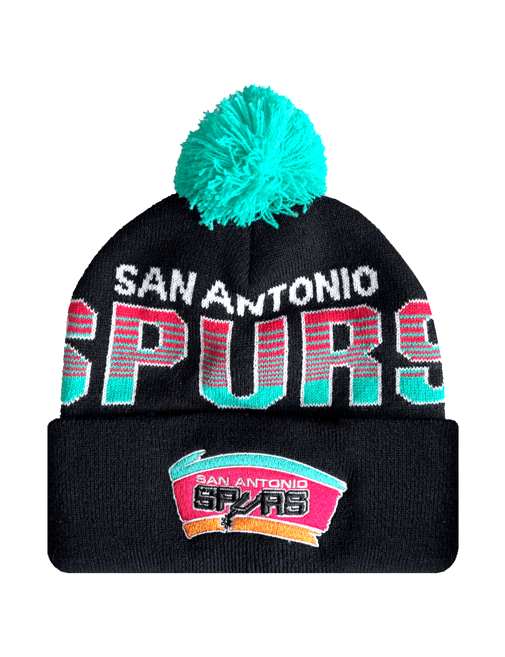 San Antonio Spurs Mitchell & Ness NBA Burst Knit Beanie - Black