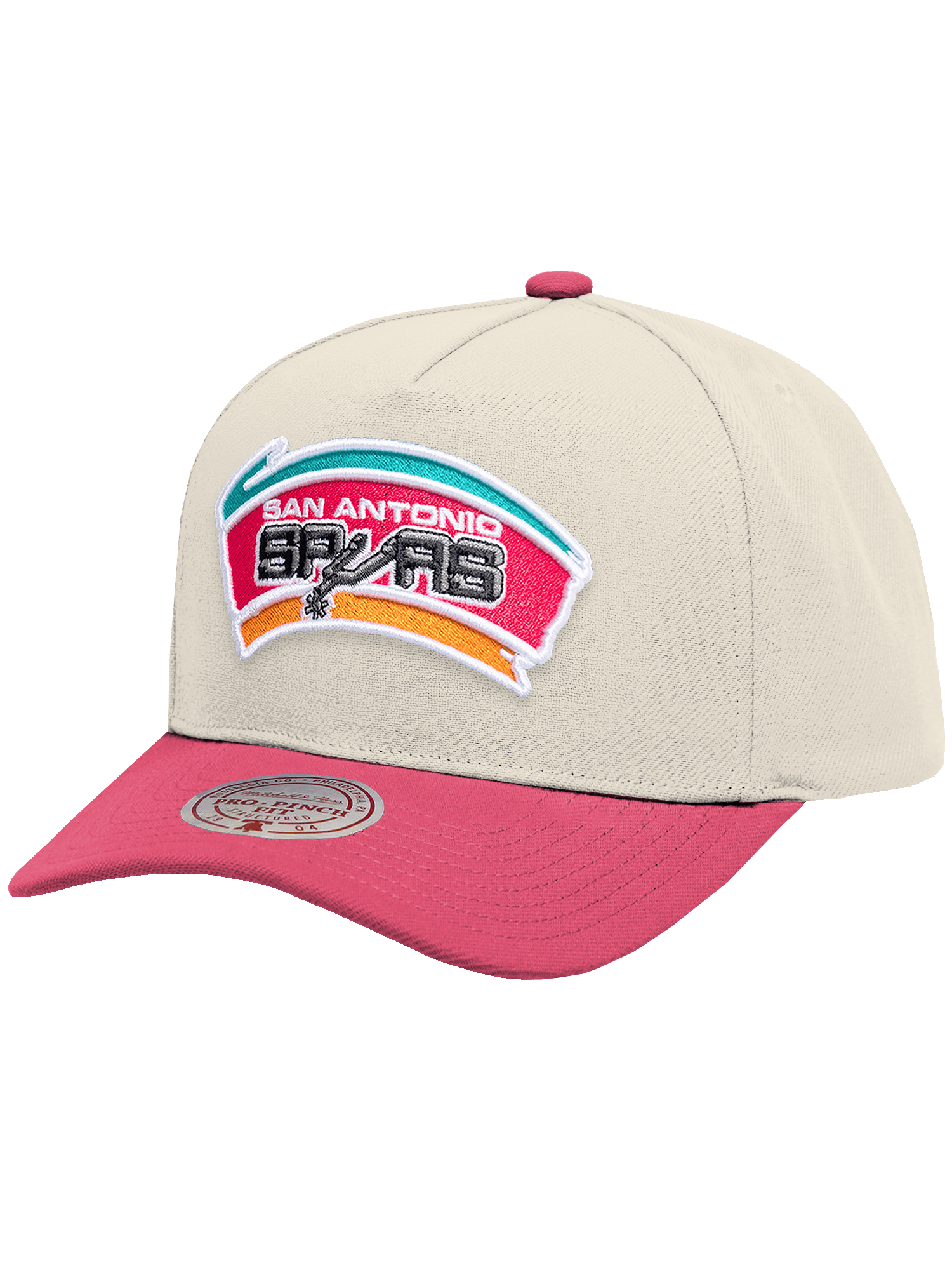 San Antonio Spurs Mitchell & Ness NBA HWC 2T Pro Pinch Snapback Hat - Cream