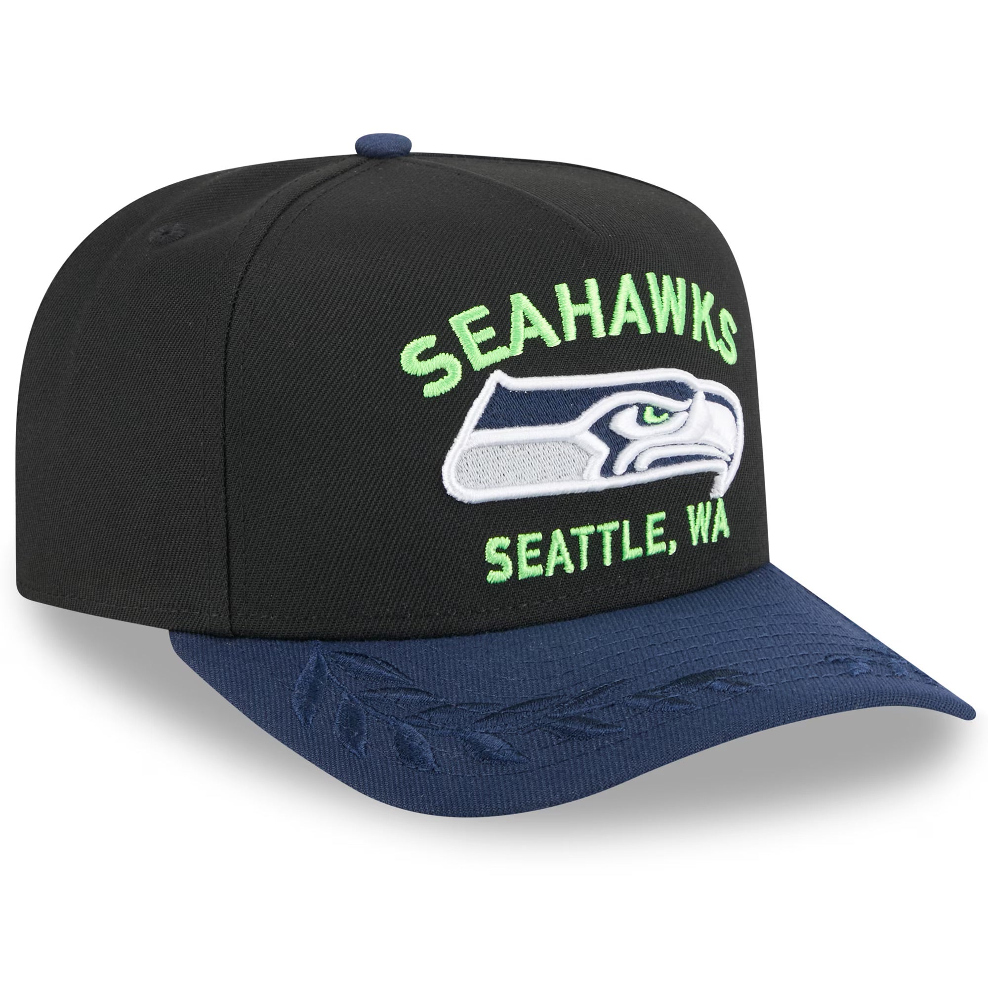 Seattle Seahawks New Era NFL 25 Draft Pre-Curved 9FIFTY A-Frame Snapback Hat - Black