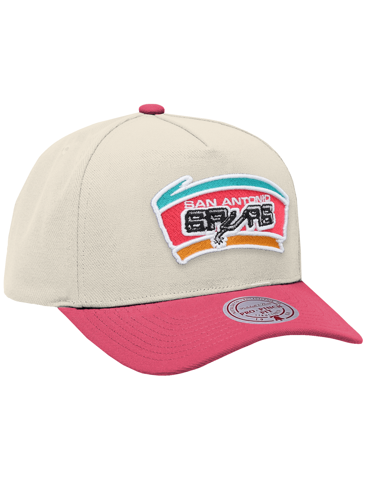 San Antonio Spurs Mitchell & Ness NBA HWC 2T Pro Pinch Snapback Hat - Cream