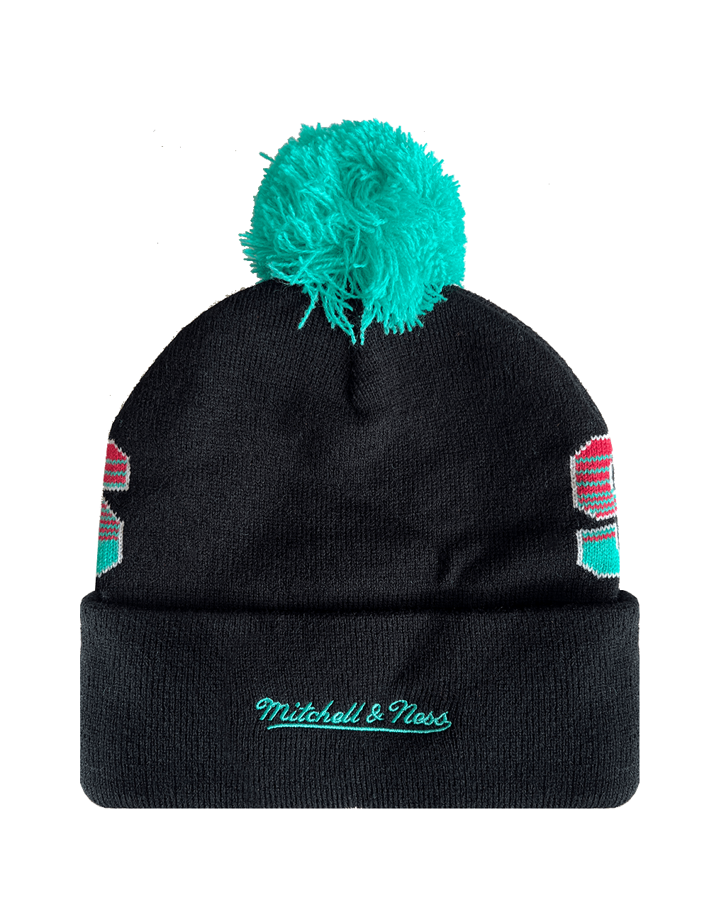 San Antonio Spurs Mitchell & Ness NBA Burst Knit Beanie - Black