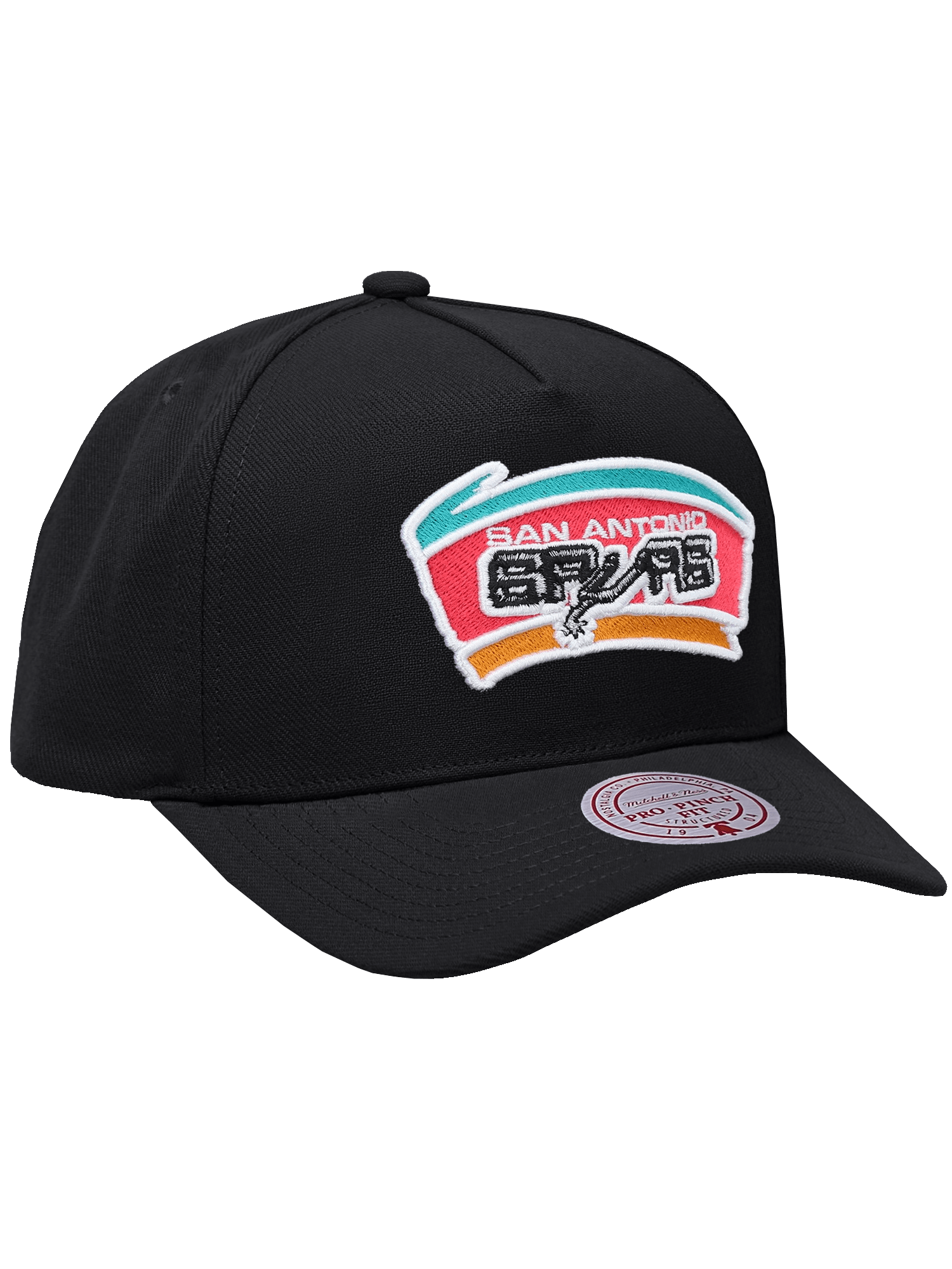 San Antonio Spurs Mitchell & Ness NBA HWC Pro Pinch Snapback Hat - Black